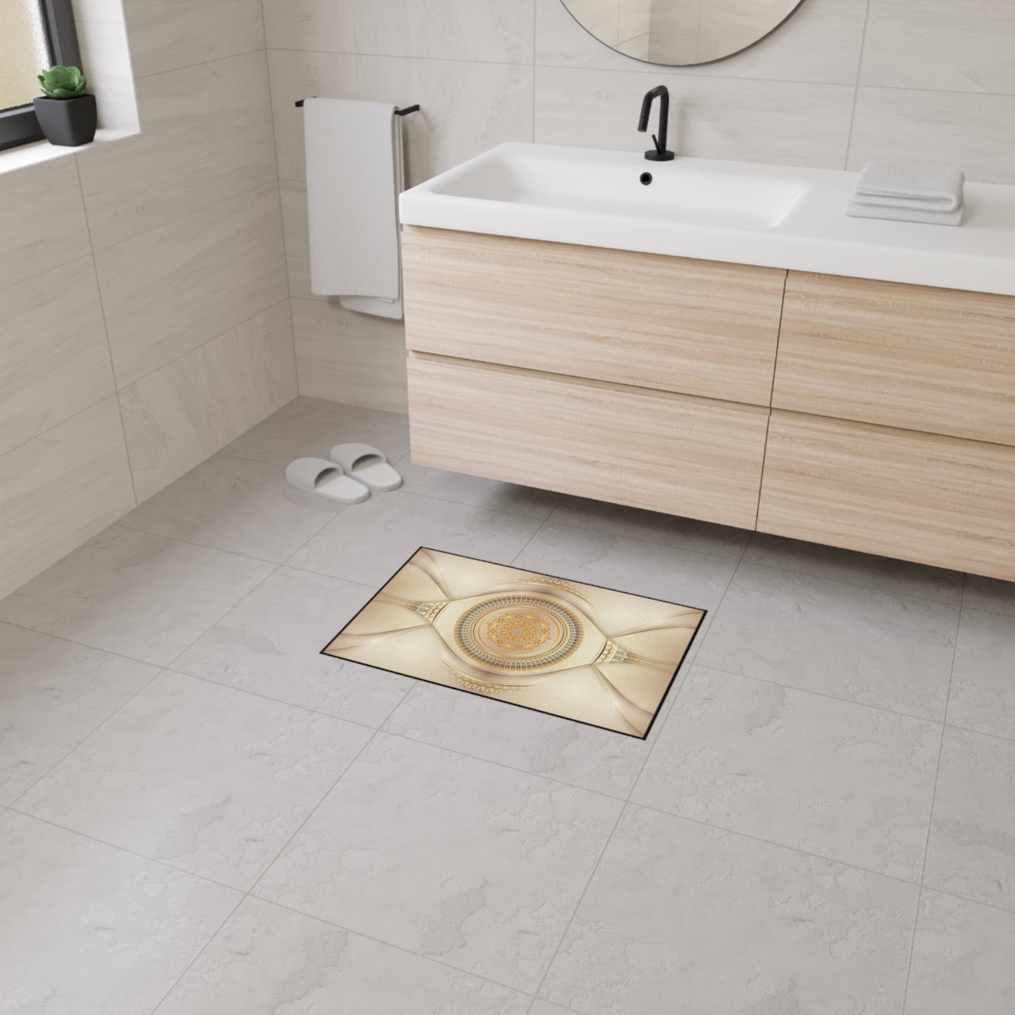 Ornate Mandala Floor Mat — Heavy-Duty Decorative Entrance Rug