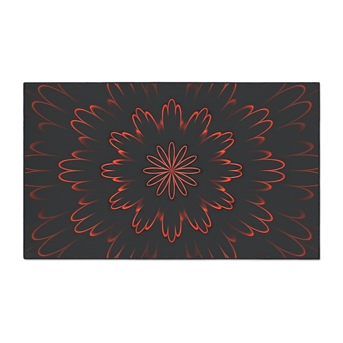 Floor Mat — Red Floral Mandala Heavy-Duty Entrance Rug