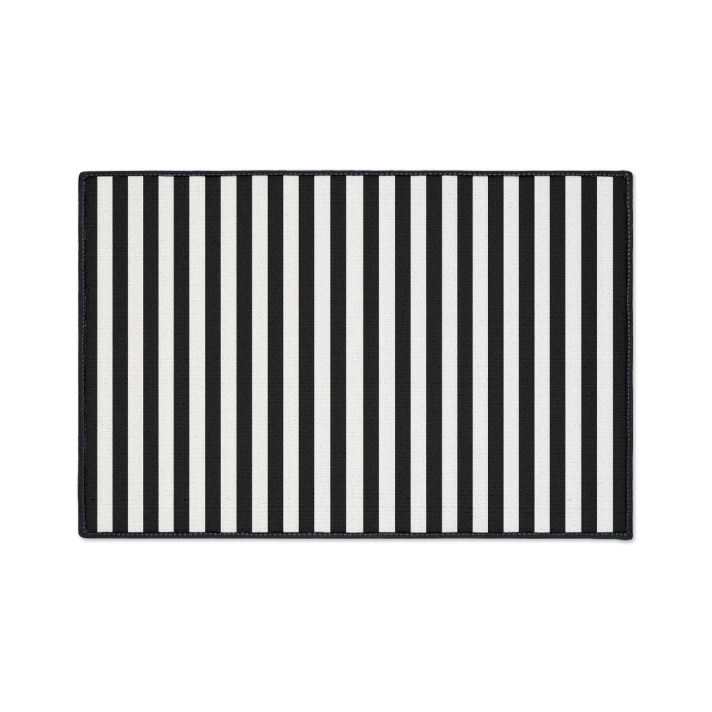 Black & White Striped Heavy Duty Floor Mat — Durable Entrance Rug for Home, Office & Garage