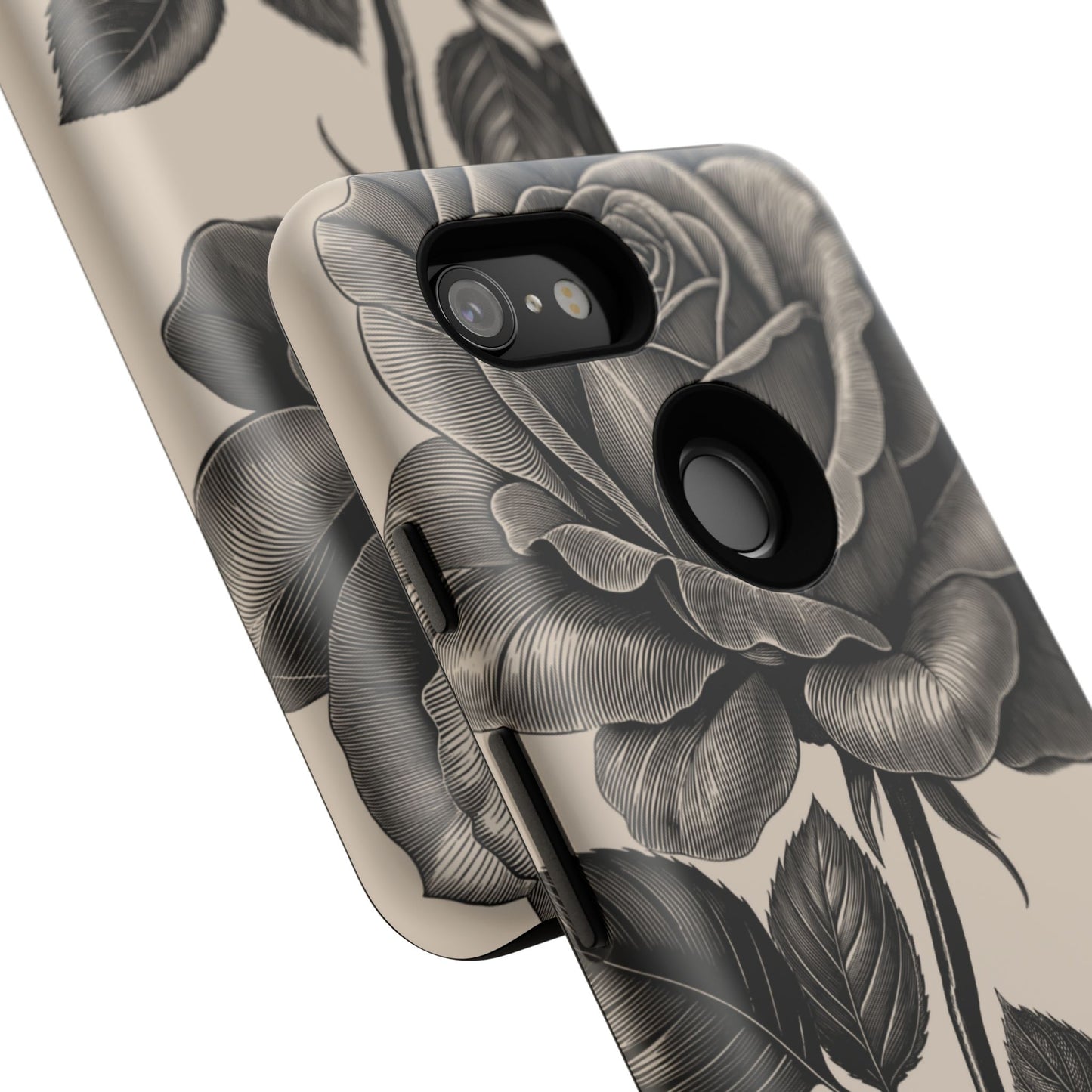 Black Rose Phone Case, Tough Cases with Floral Design, Elegant Tech Accessory, Gift for Flower Lovers, Stylish Protection