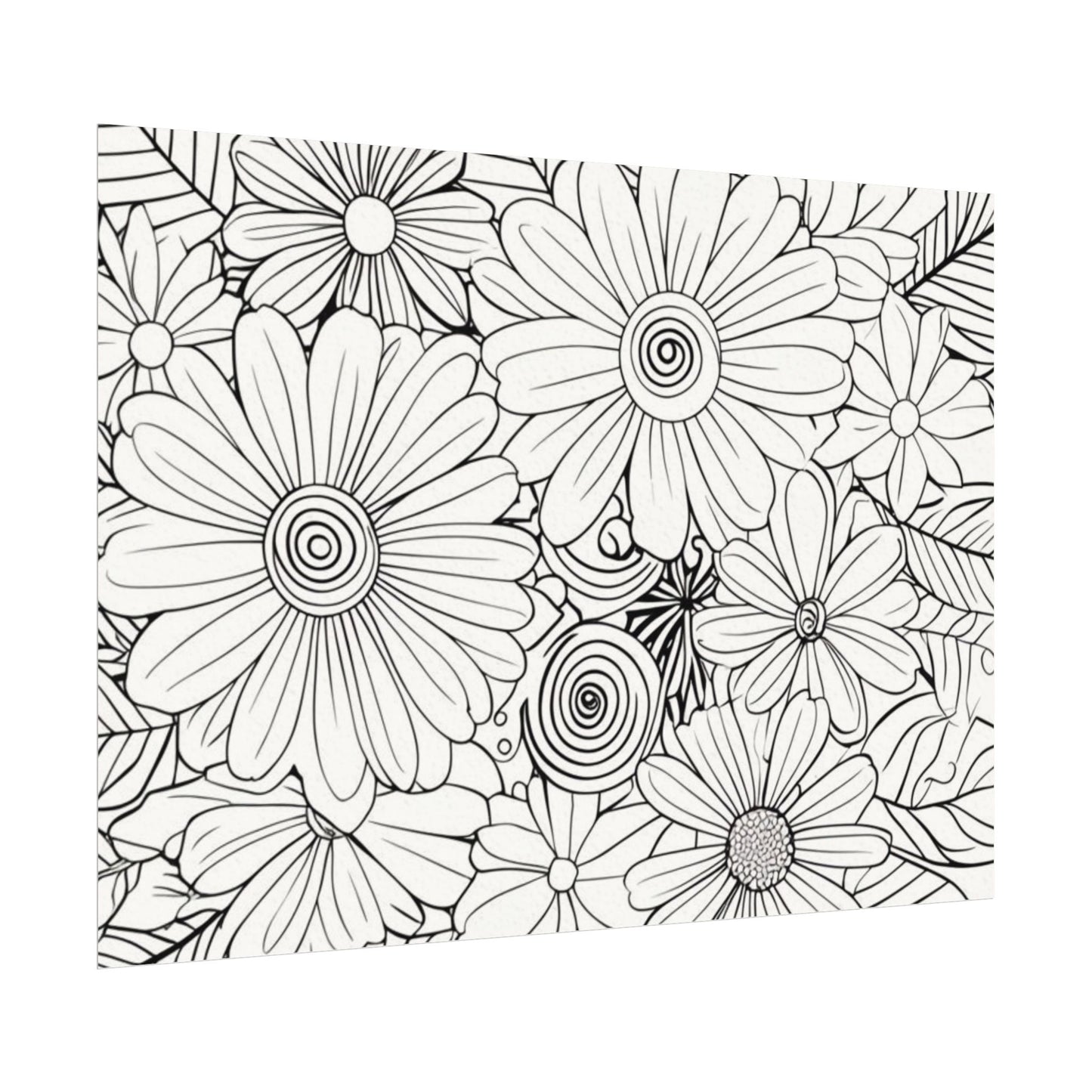 COLOR IT YOURSELF Floral Line Art Poster — Textured Matte Print