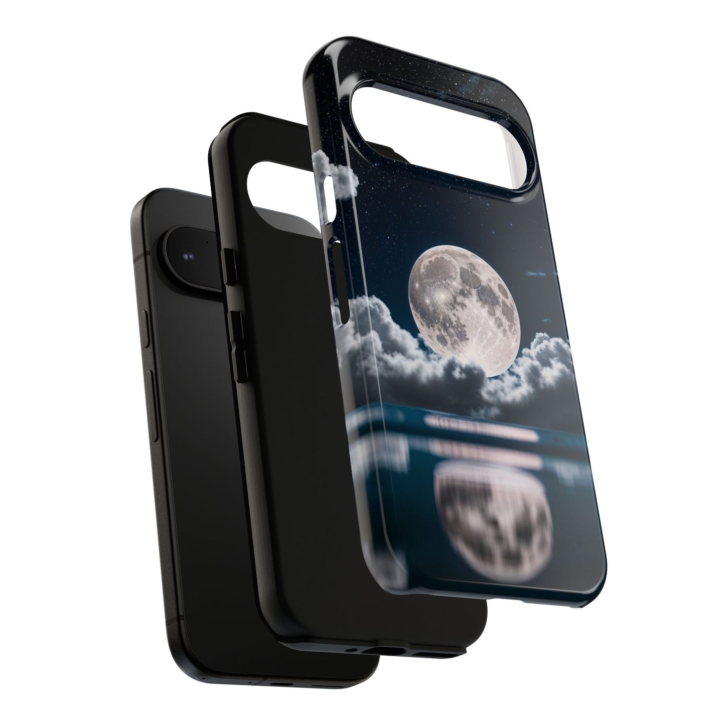 Moonlit Reflection Phone Case — Night Sky Moon & Clouds Tough Case