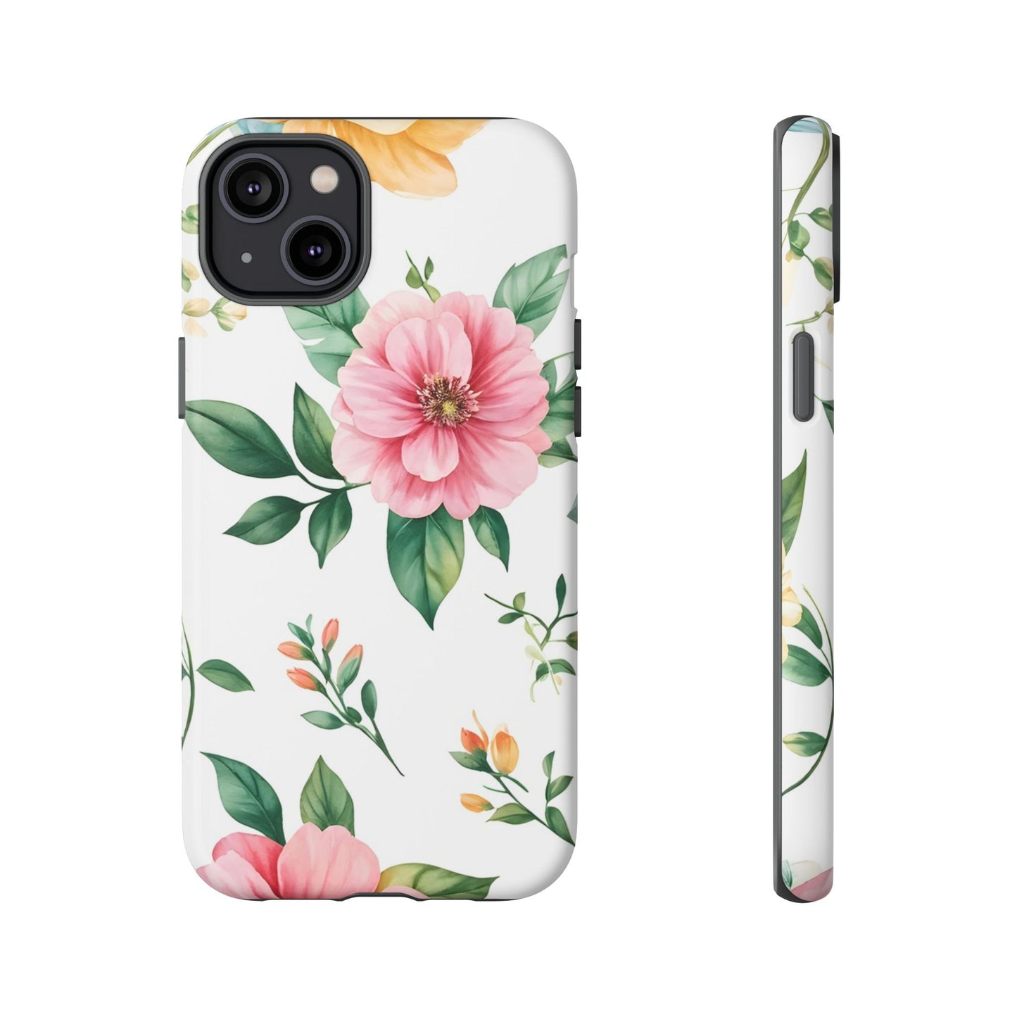 Floral Tough Phone Case — Pink Peony Protective Phone Cover