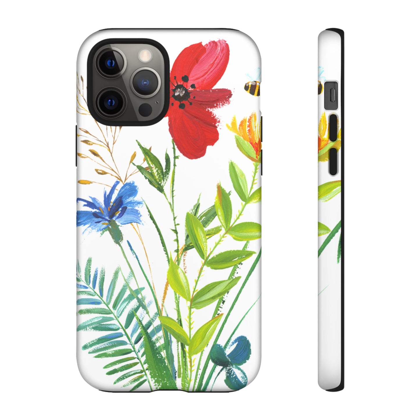 Floral Watercolor Tough Phone Case — Wildflower Bouquet Protective Cover