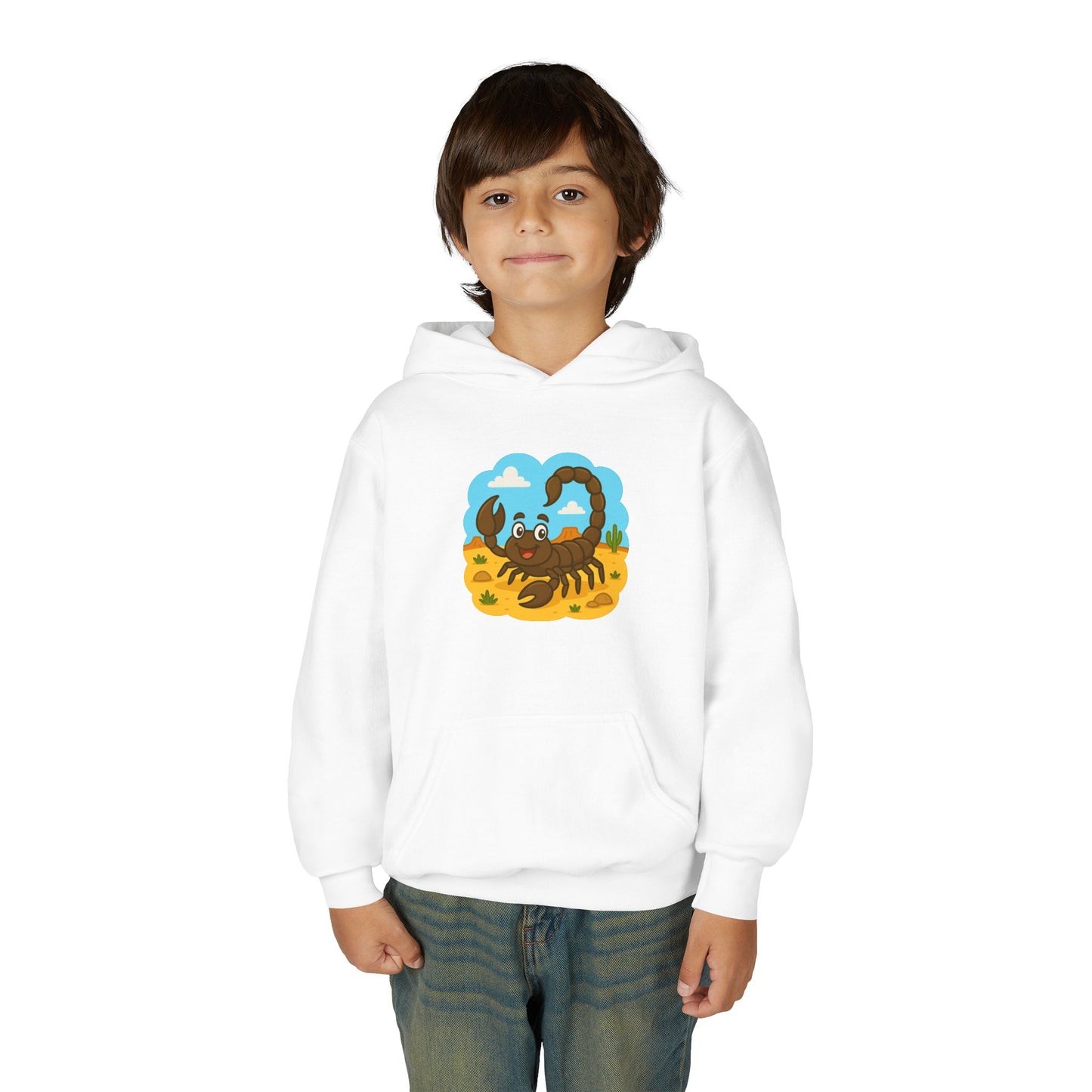 Smiling Scorpion Youth Hoodie | Desert Cartoon Scorpion Kids Sweatshirt