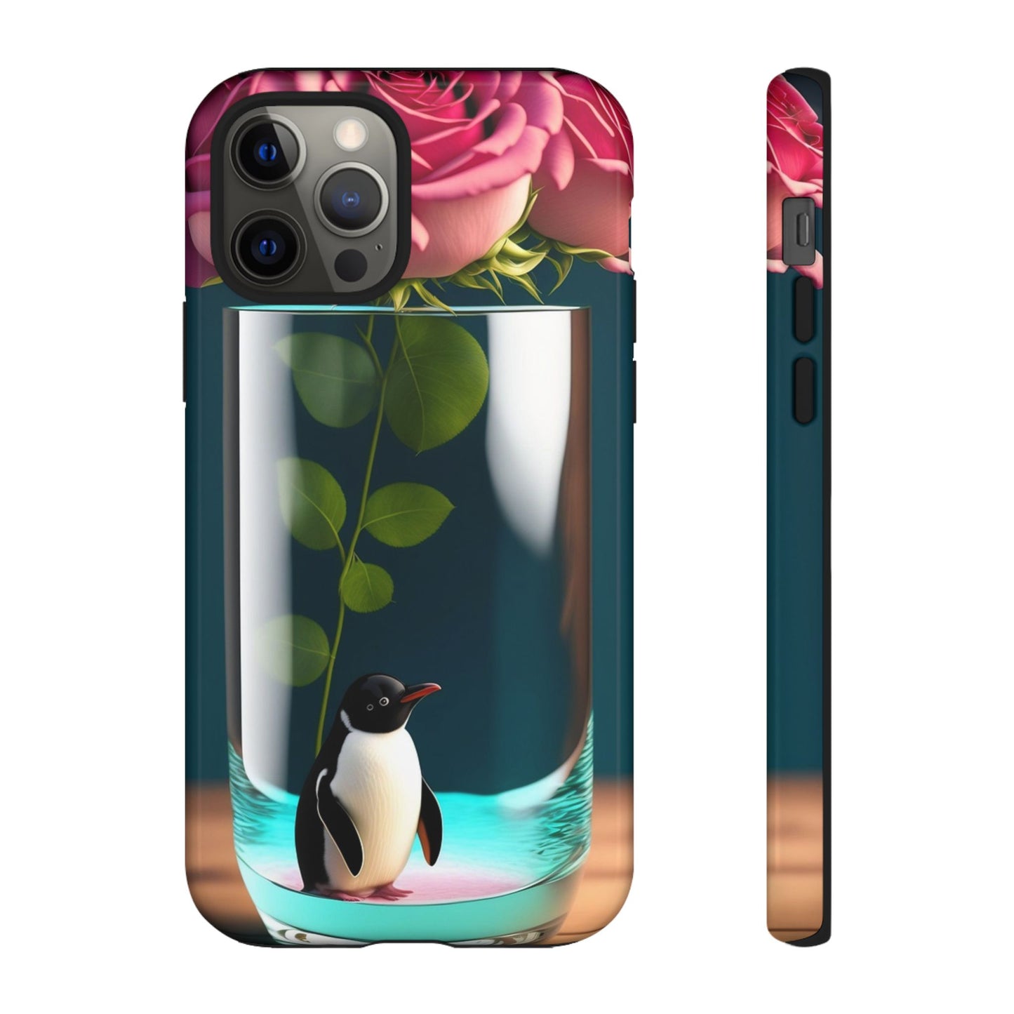 Penguin in a Glass Floral Tough Phone Case — Cute Protective Phone Cover