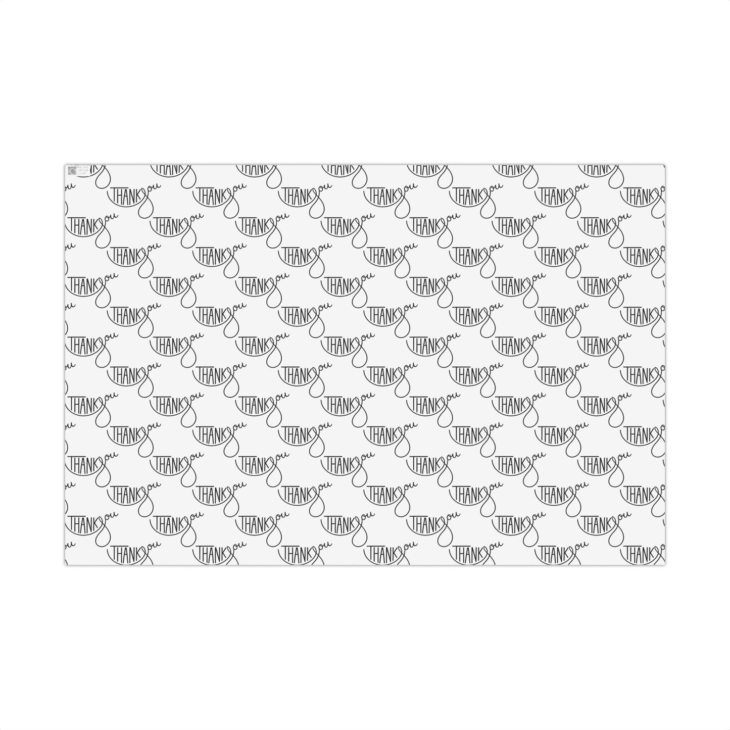 Thank You Gift Wrap Paper — Black Script 'Thank You' Pattern