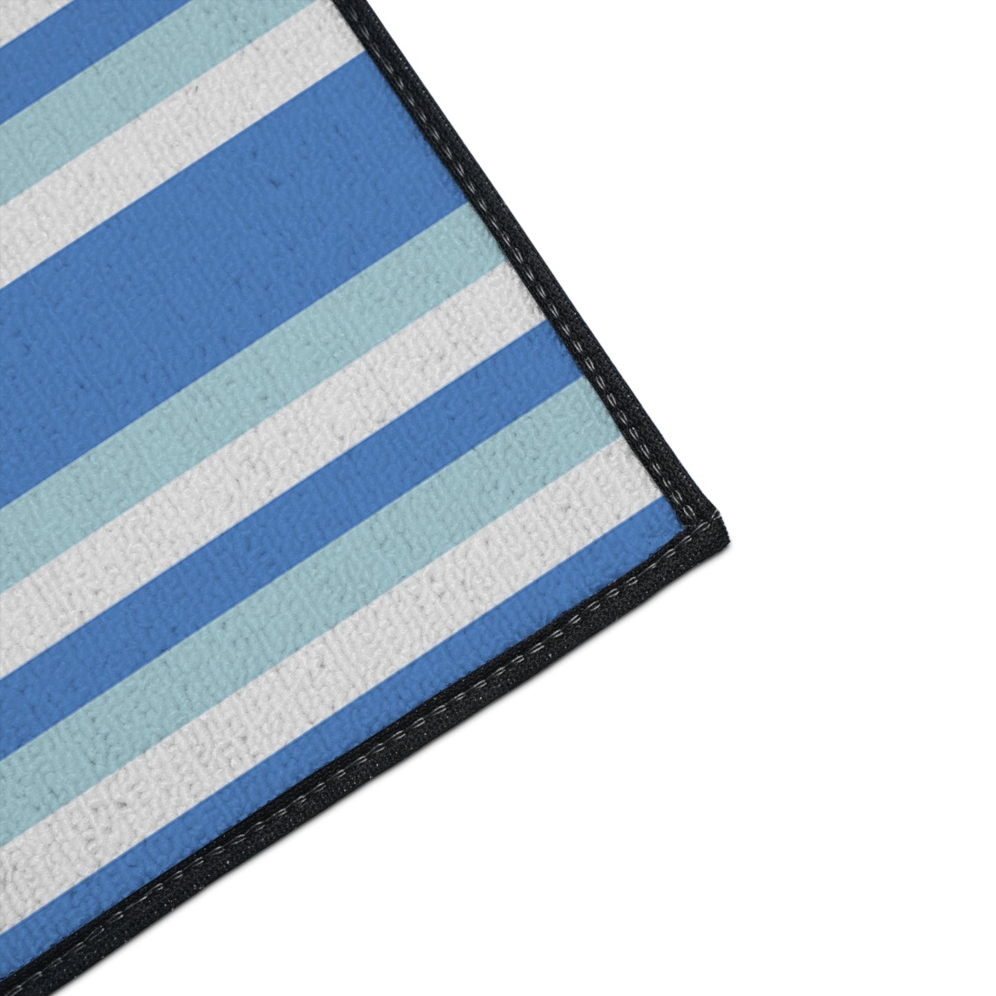 Striped Blue Heavy-Duty Floor Mat — Durable Non-Slip Entry Rug