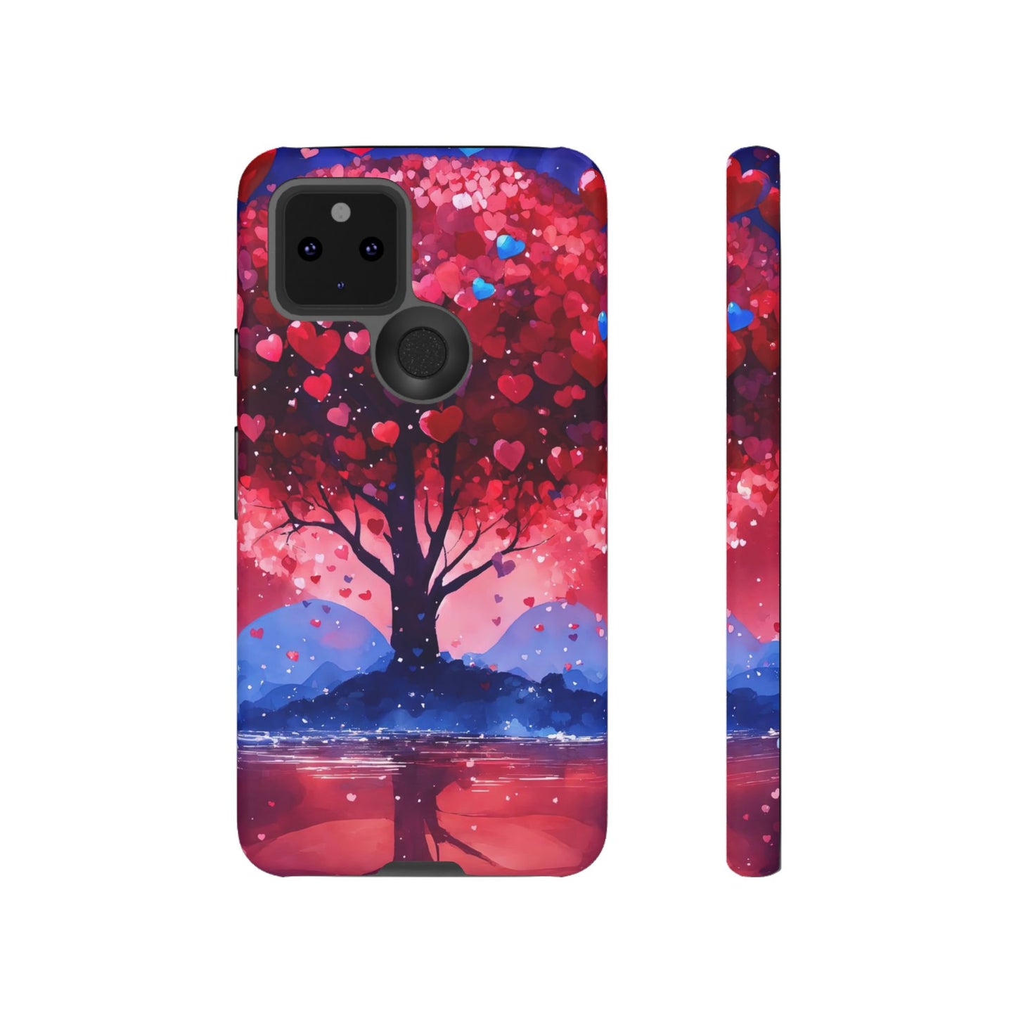 Heart Tree Phone Case — Romantic Red & Blue Protective Tough Case