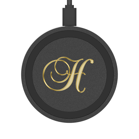 Monogram 'H' Wireless Charging Pad – Elegant Gold Initial Qi Charger