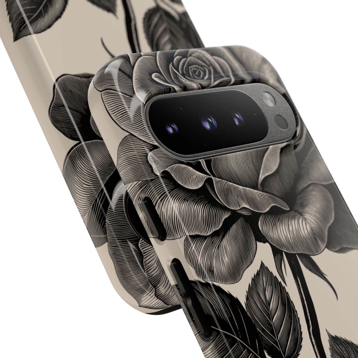Black Rose Phone Case, Tough Cases with Floral Design, Elegant Tech Accessory, Gift for Flower Lovers, Stylish Protection