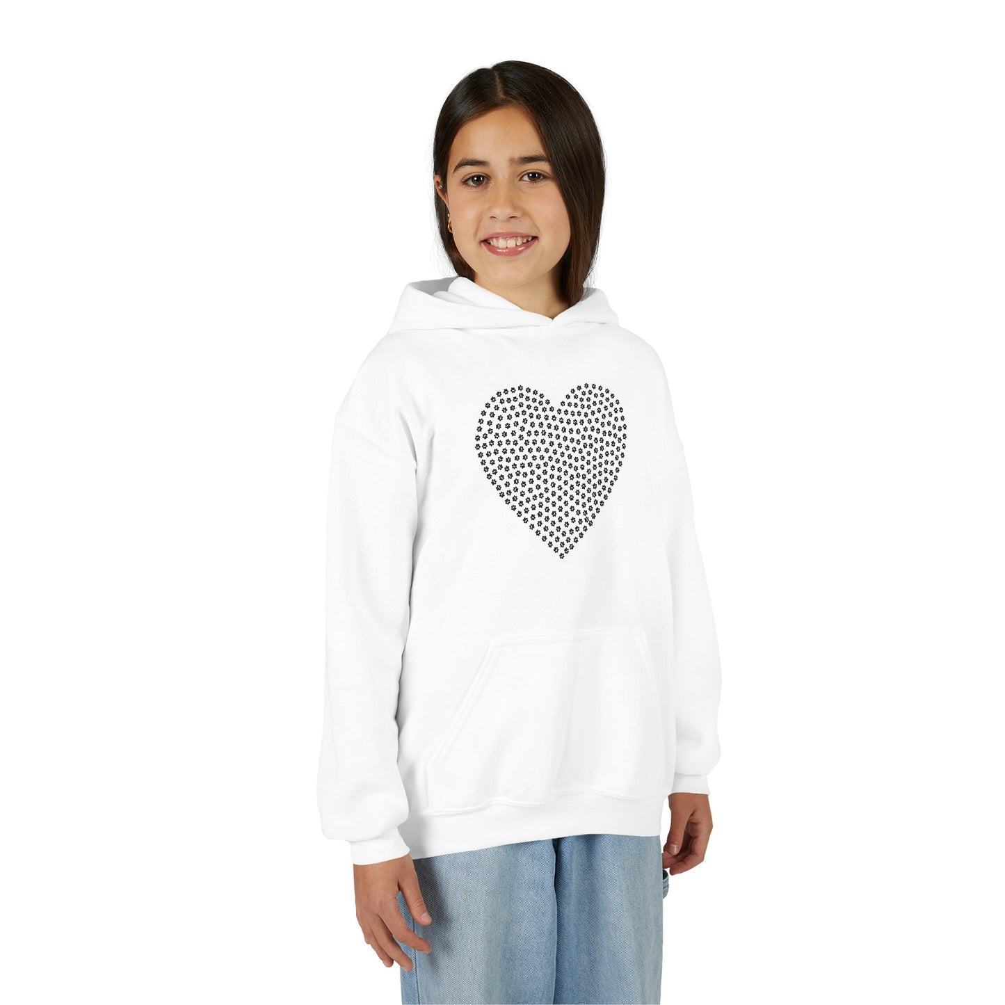 Youth Hoodie — Dotted Heart Graphic Pullover