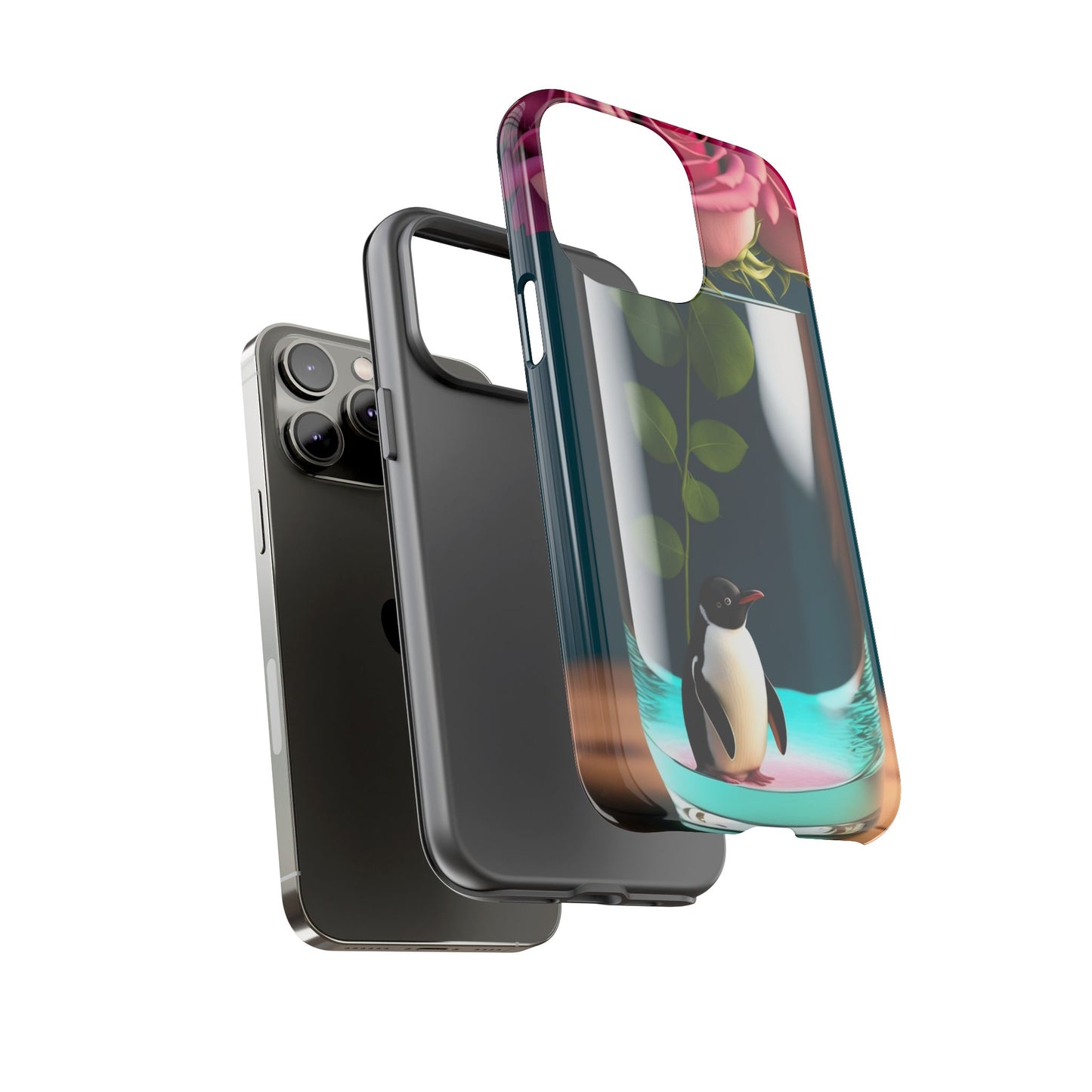 Penguin in a Glass Floral Tough Phone Case — Cute Protective Phone Cover