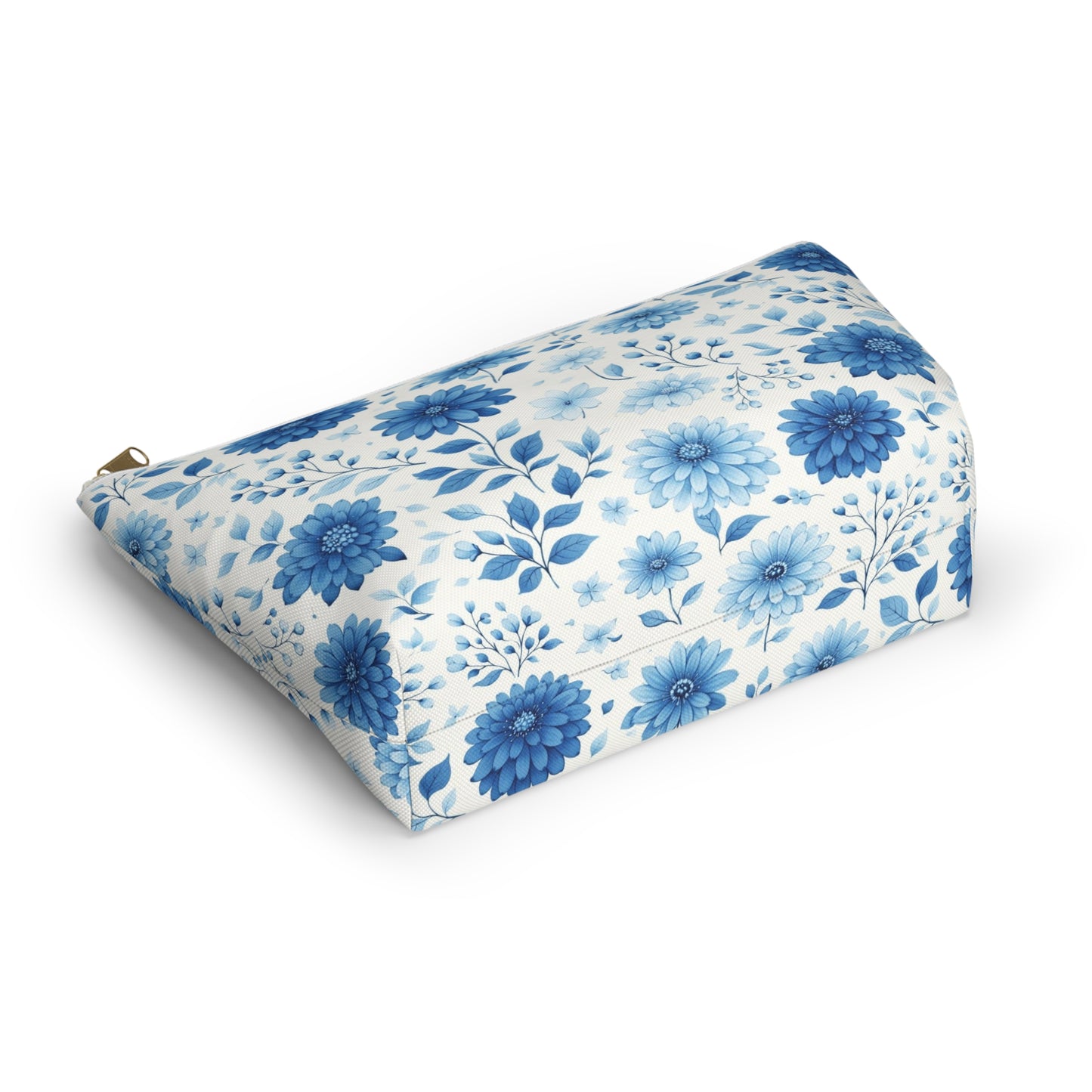 Blue Floral Accessory Pouch — T‑Bottom Makeup & Travel Bag
