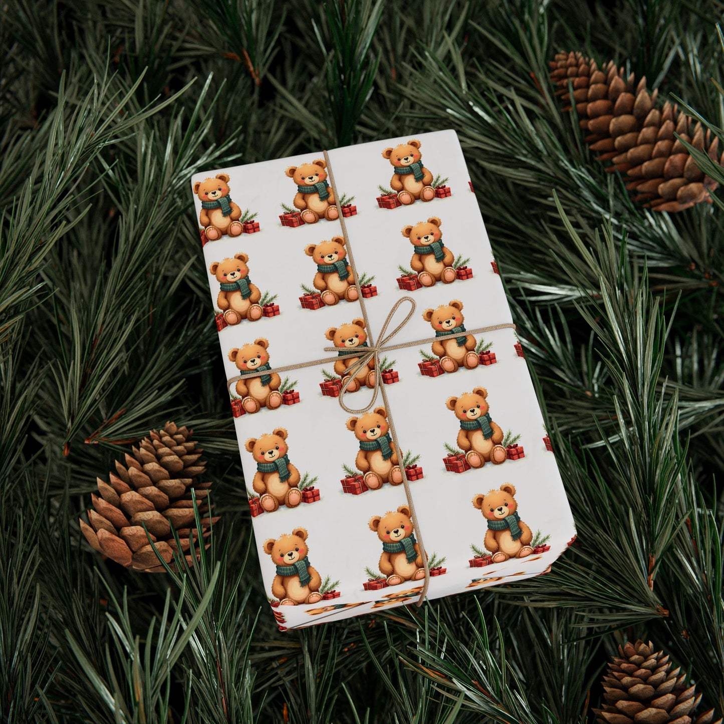 Christmas Teddy Bear Wrapping Paper Roll — Cute Holiday Gift Wrap