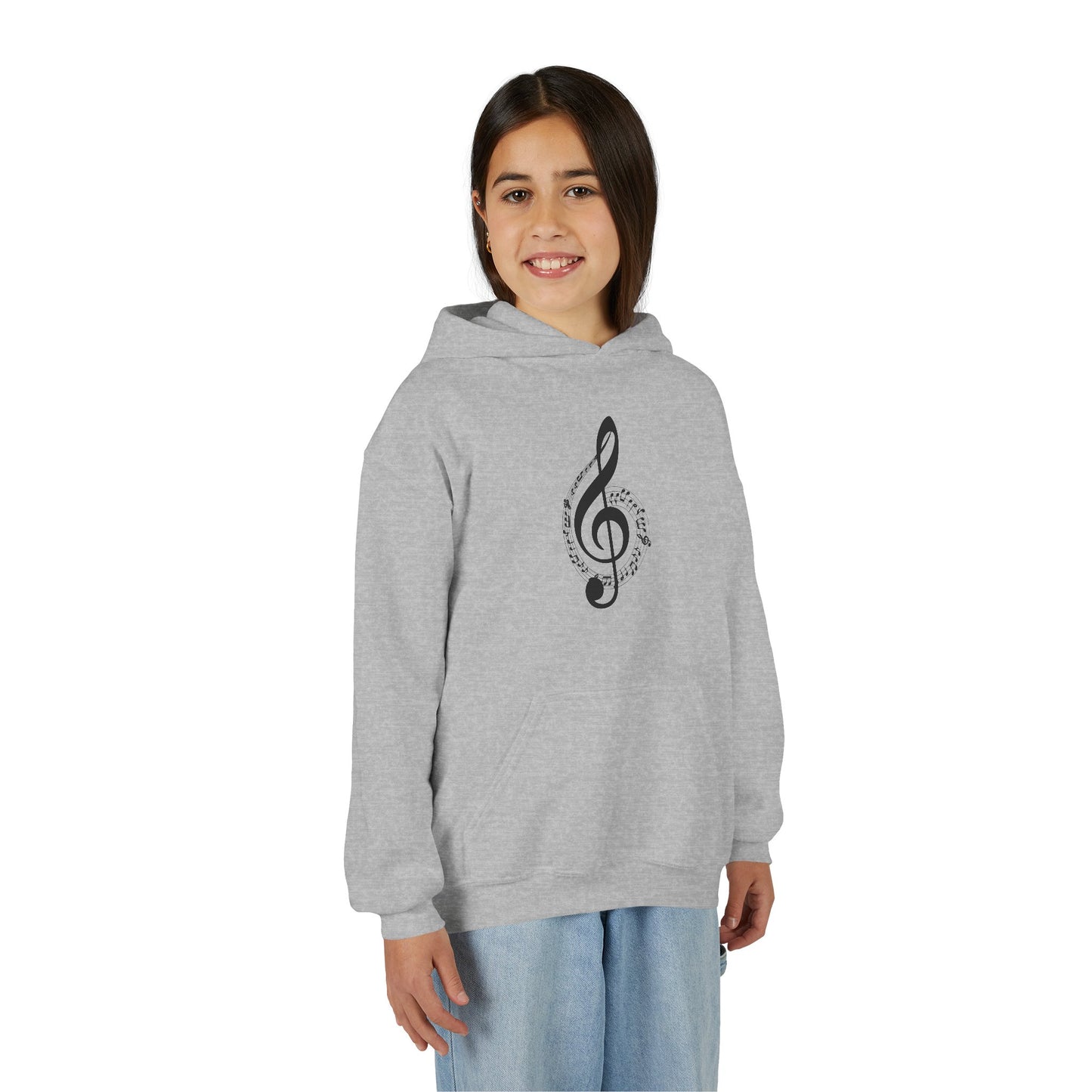 Youth Music Treble Clef Hoodie – Cute Musical Notes Kids Sweatshirt