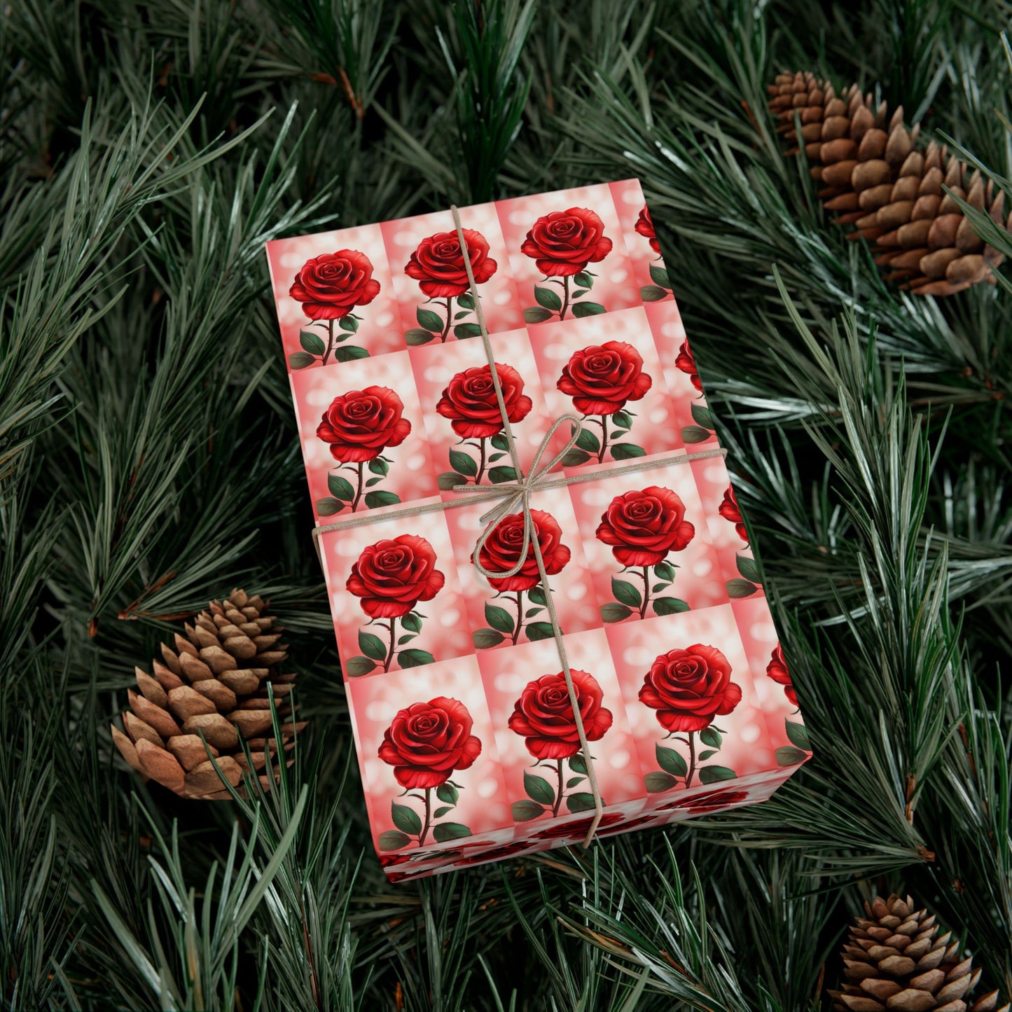 Rose Pattern Gift Wrap Paper — Romantic Floral Wrapping Sheets for Valentines & Anniversaries