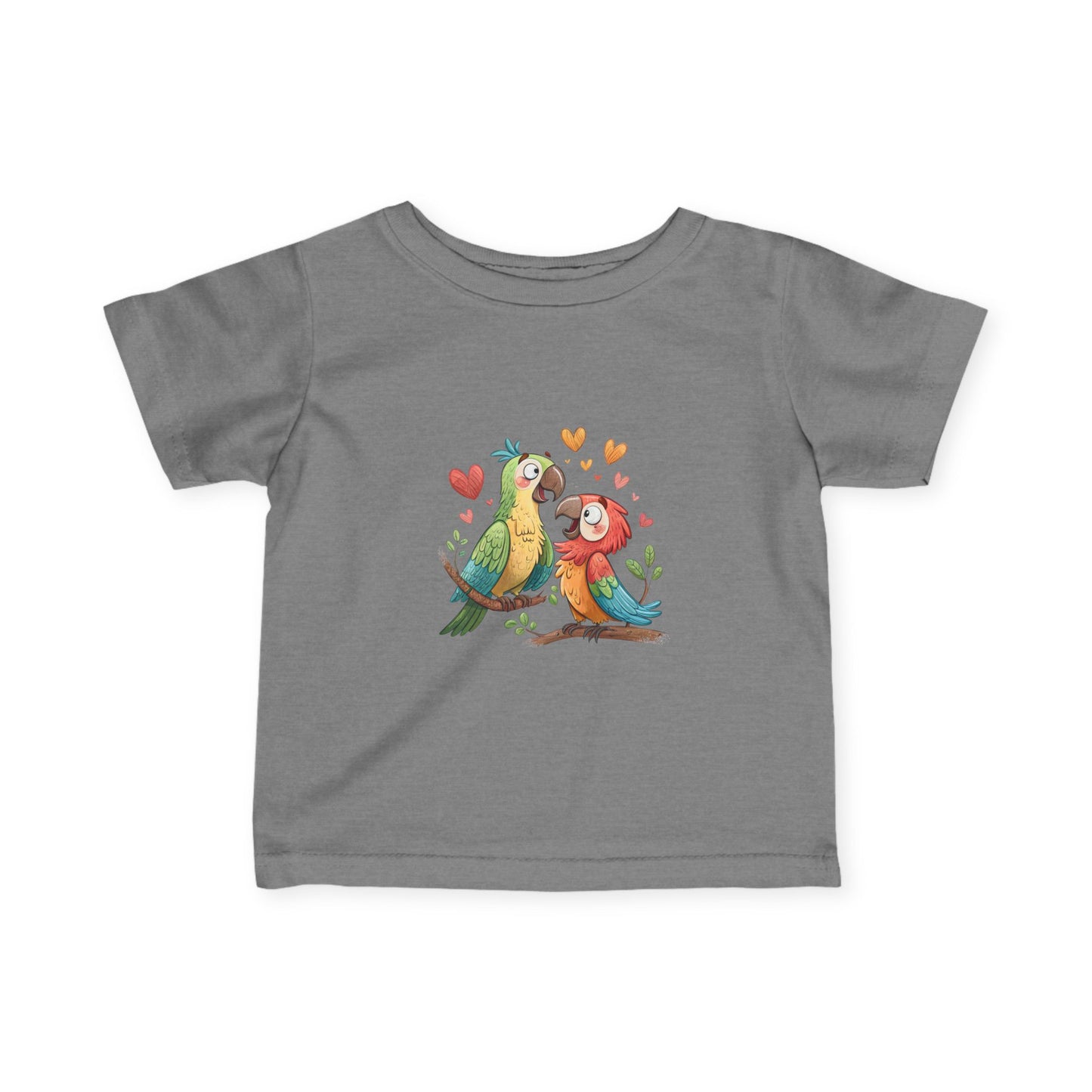 Infant Tee — Cute Pair of Parrots Baby Shirt (Hearts & Love)