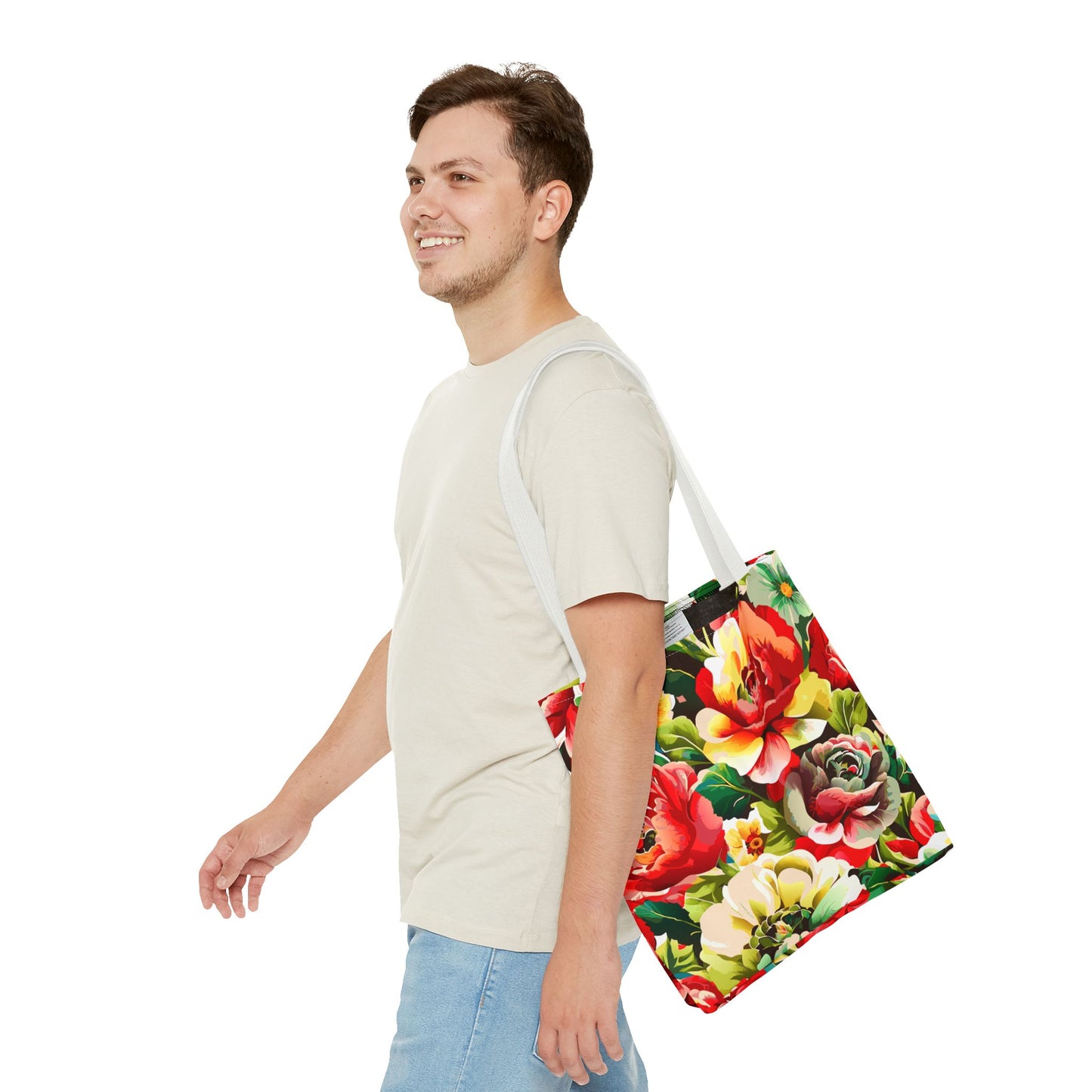 Floral Print Tote Bag - Colorful Reusable Shopping Bag Picnic Essential