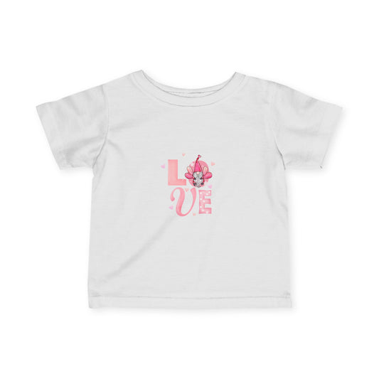 Infant Tee — Pink Floral "LOVE" Baby T‑Shirt, Cute Newborn Gift for Valentine’s & Everyday