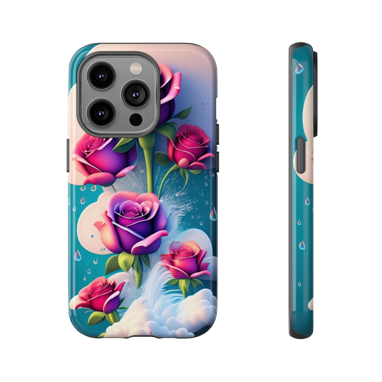 Floral Dream Tough Phone Case — Rose Bouquet Clouds Design