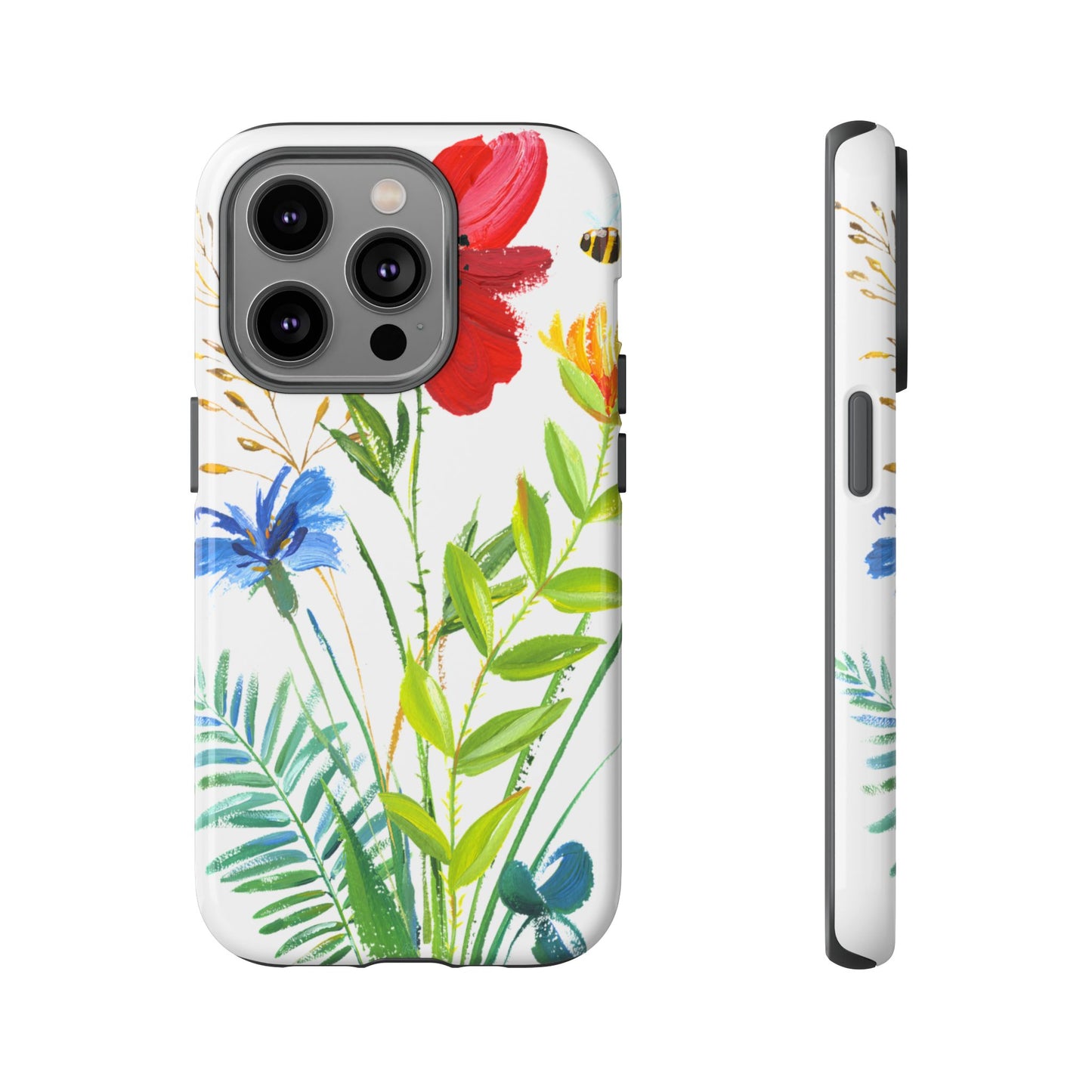 Floral Watercolor Tough Phone Case — Wildflower Bouquet Protective Cover