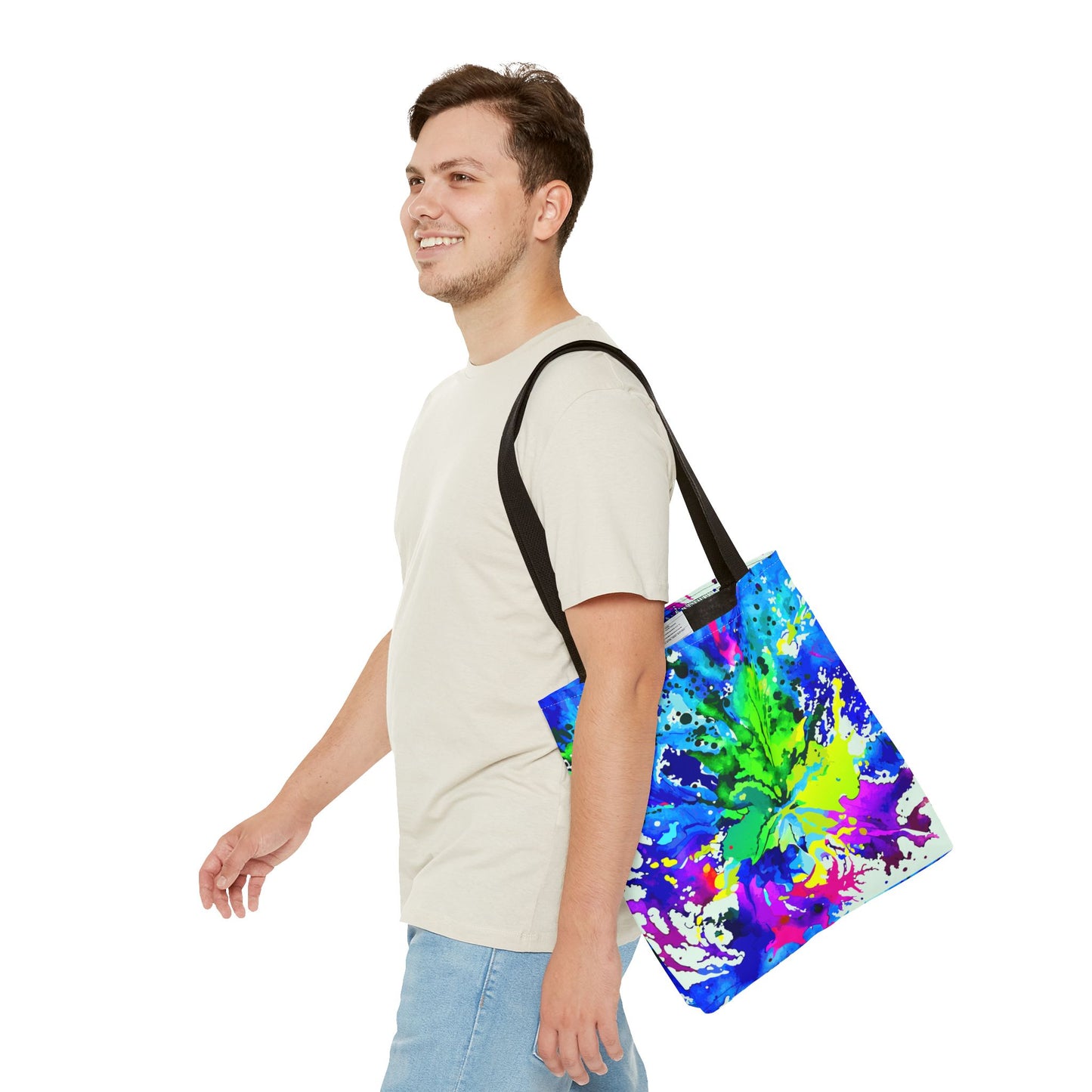 Vibrant Abstract Tote Bag Colorful Shopping Bag, Beach Tote