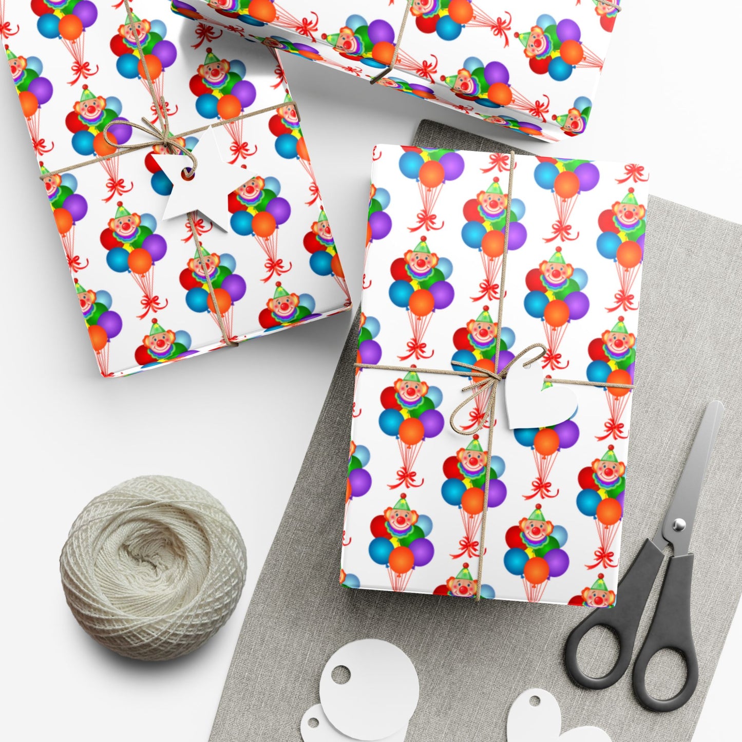 Birthday Clown Balloon Gift Wrap Paper — Colorful Party Wrapping Sheets for Kids