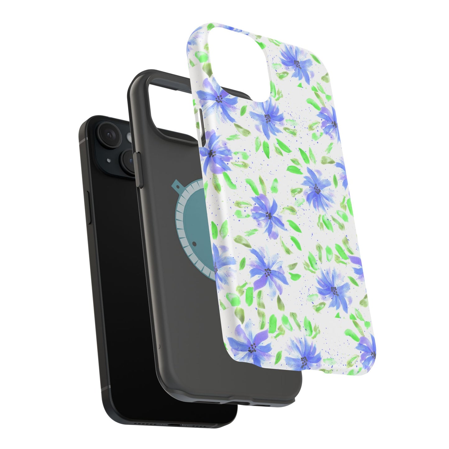 Floral Blue Watercolor Phone Case — Magnetic Impact-Resistant