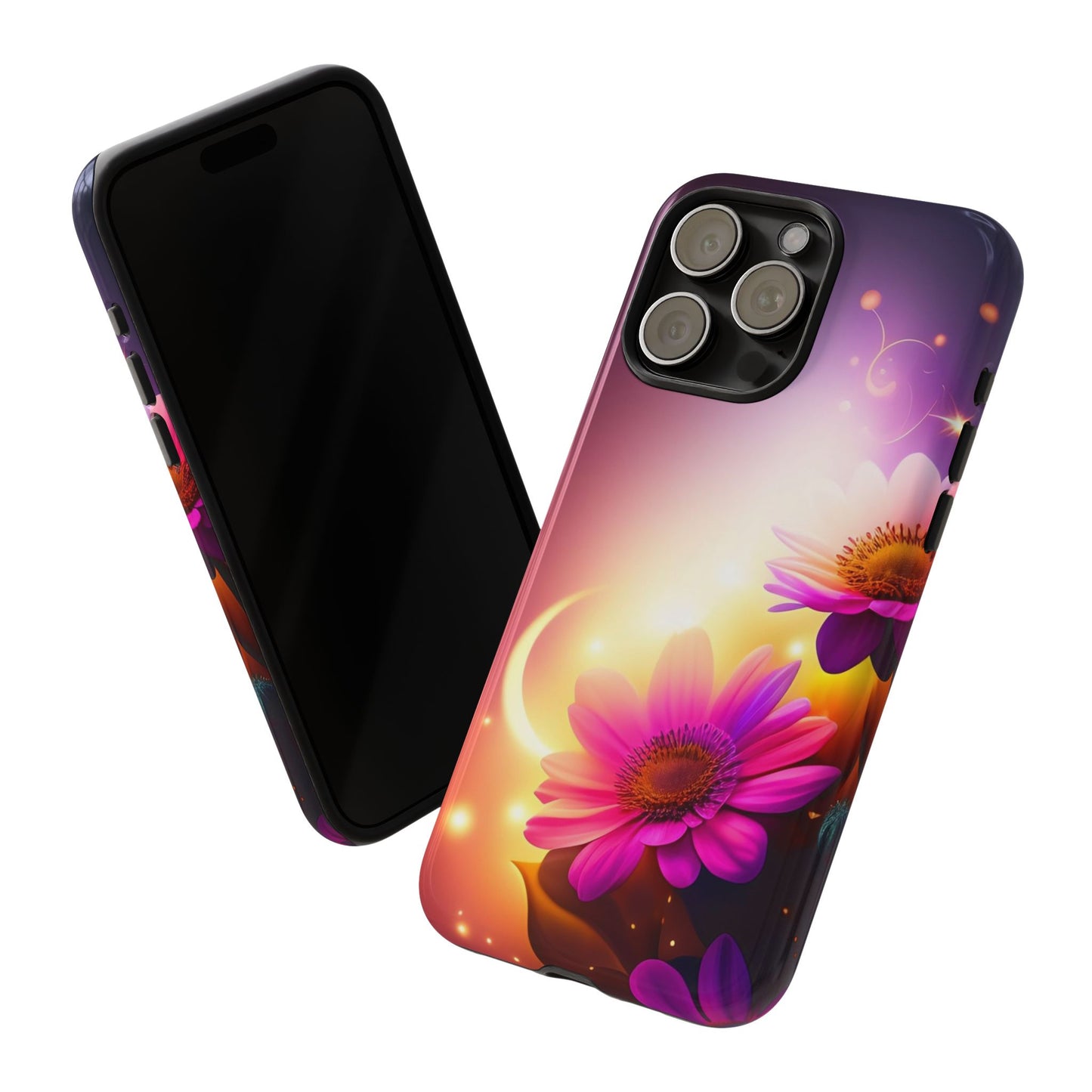 Floral Moonlight Phone Case – Purple Daisy Protective Cover