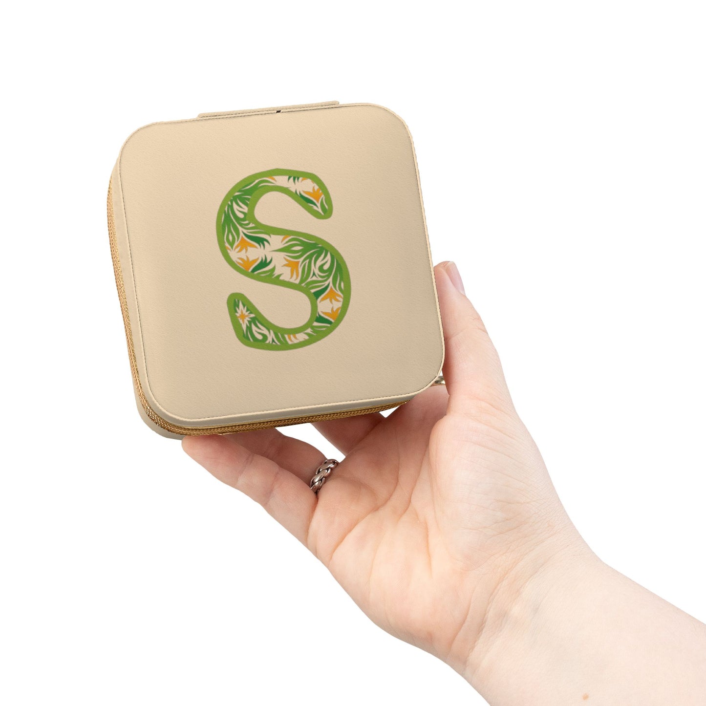 Monogram S Floral Jewelry Travel Case – Compact Personalized Jewelry Organizer