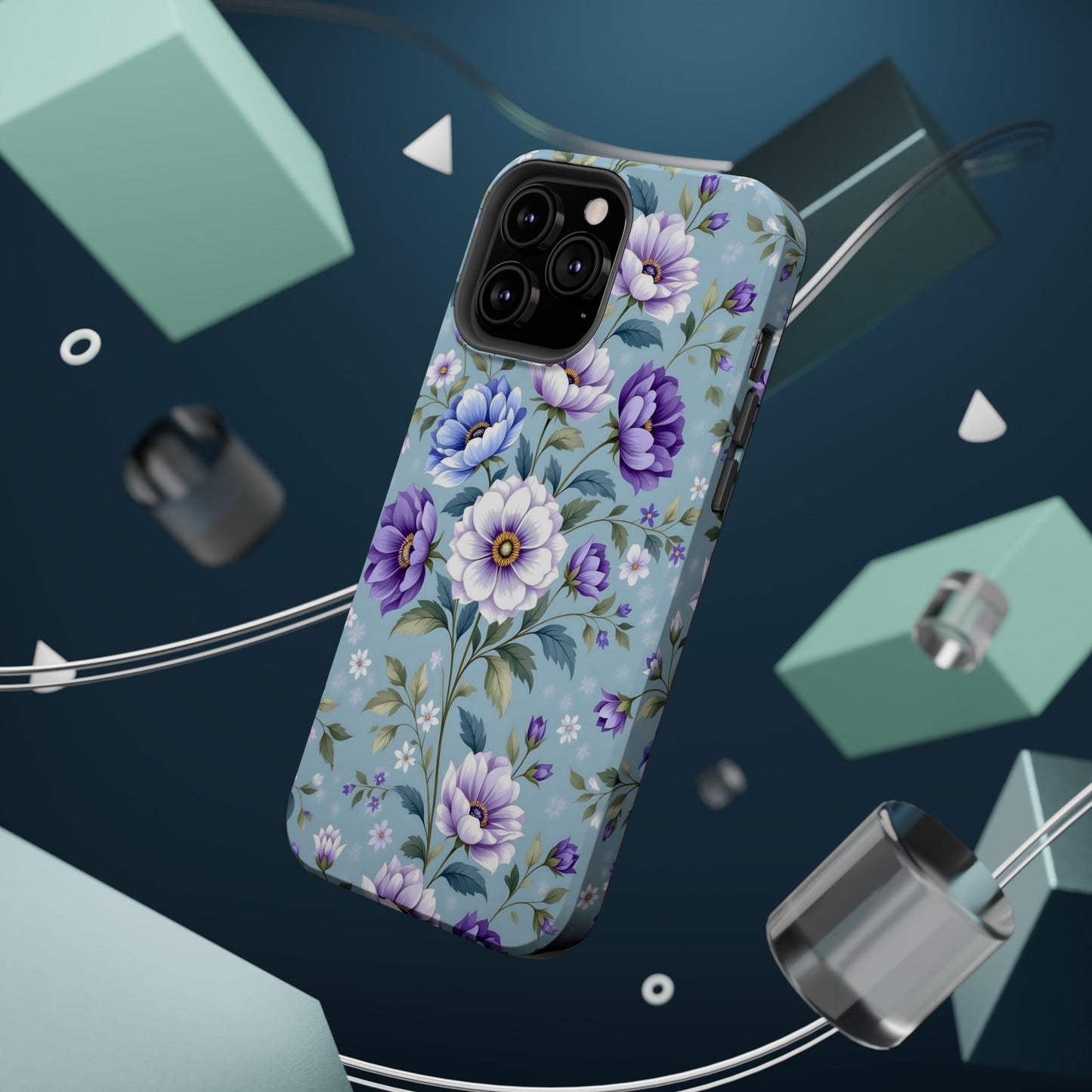 Floral Purple Peony Phone Case — Magnetic Impact‑Resistant Protective Cover