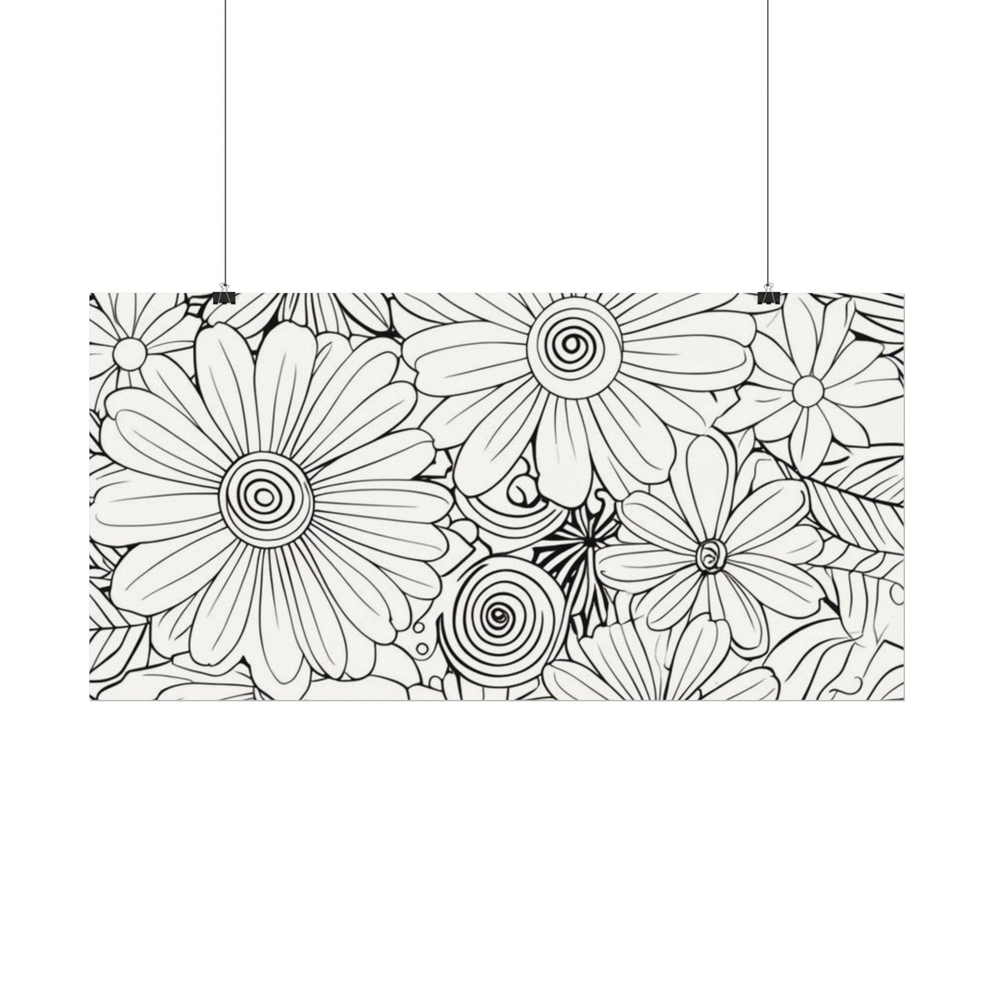 COLOR IT YOURSELF Floral Line Art Poster — Textured Matte Print