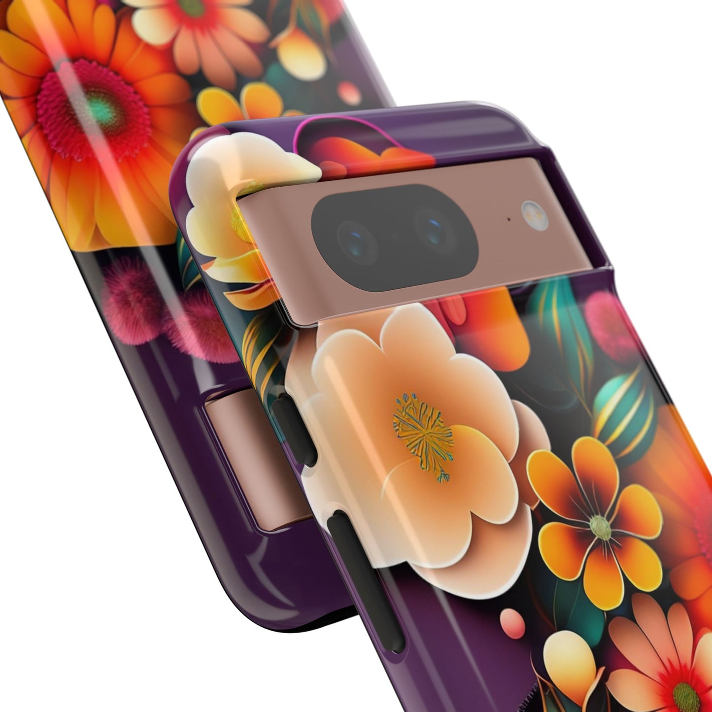 Floral Burst Tough Phone Case — Colorful Retro Flowers Protective Cover