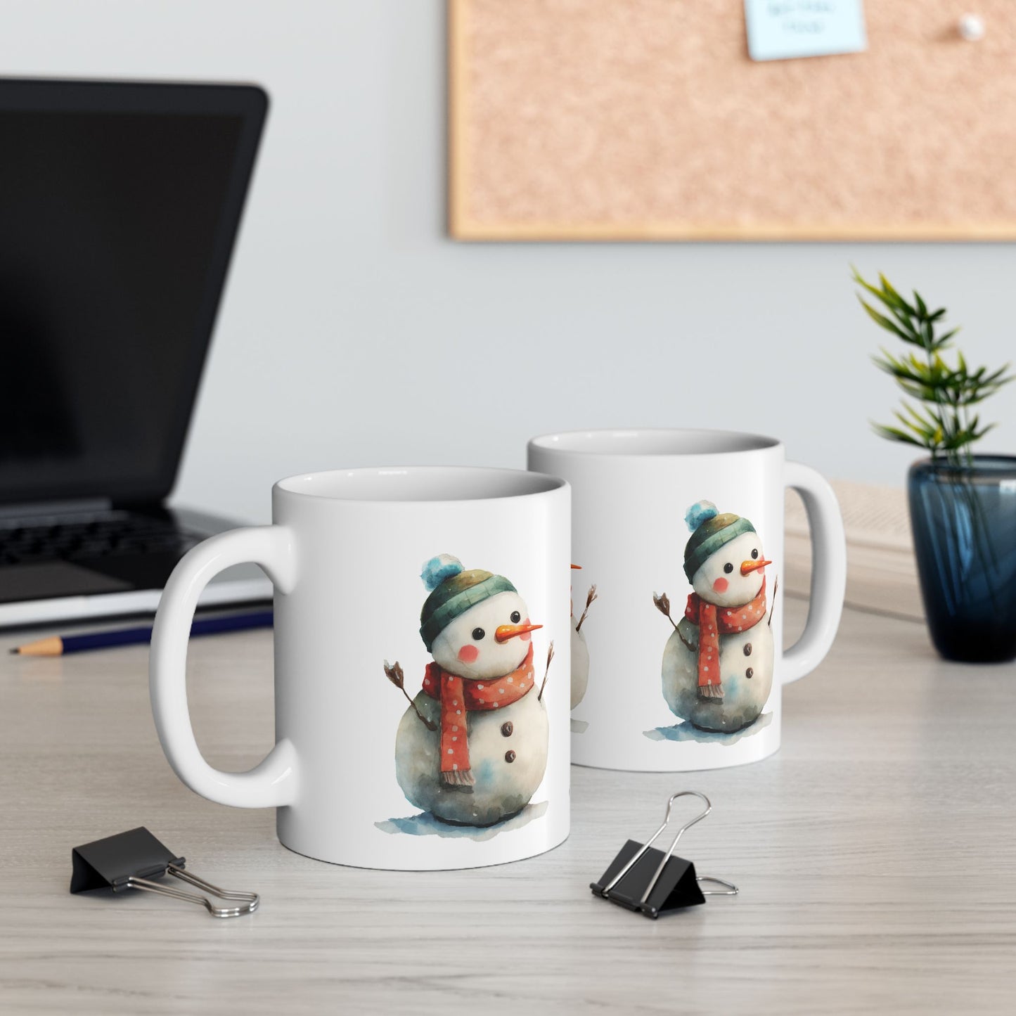 Whimsical Snowman Ceramic Mug, Holiday Gift, Winter Decor, Hot Cocoa Mug, Christmas Present, Cozy Kitchen Accessory