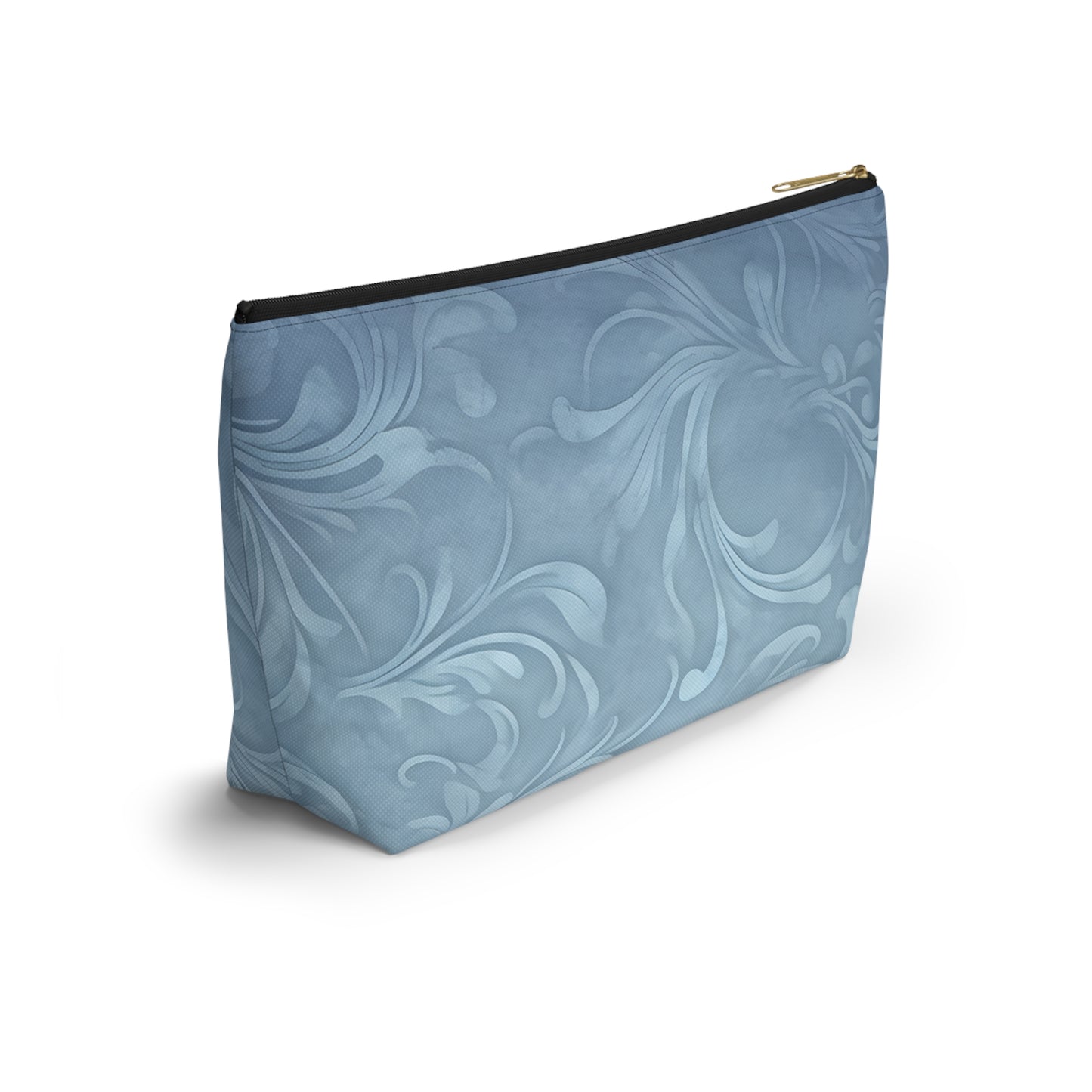 Blue Floral Swirl Accessory Pouch — T-Bottom Makeup & Travel Zip Bag