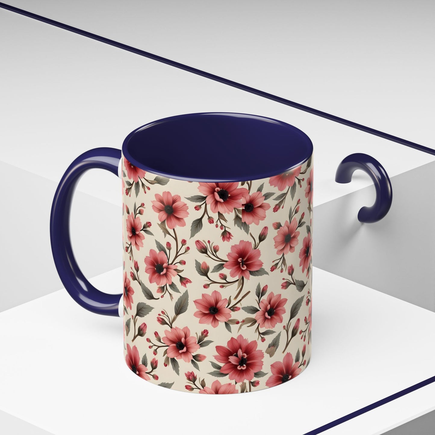 Floral Accent Coffee Mug, Cute Gift for Her, Coffee Lover's Mug, Mother's Day Gift, Housewarming Tea Mug
