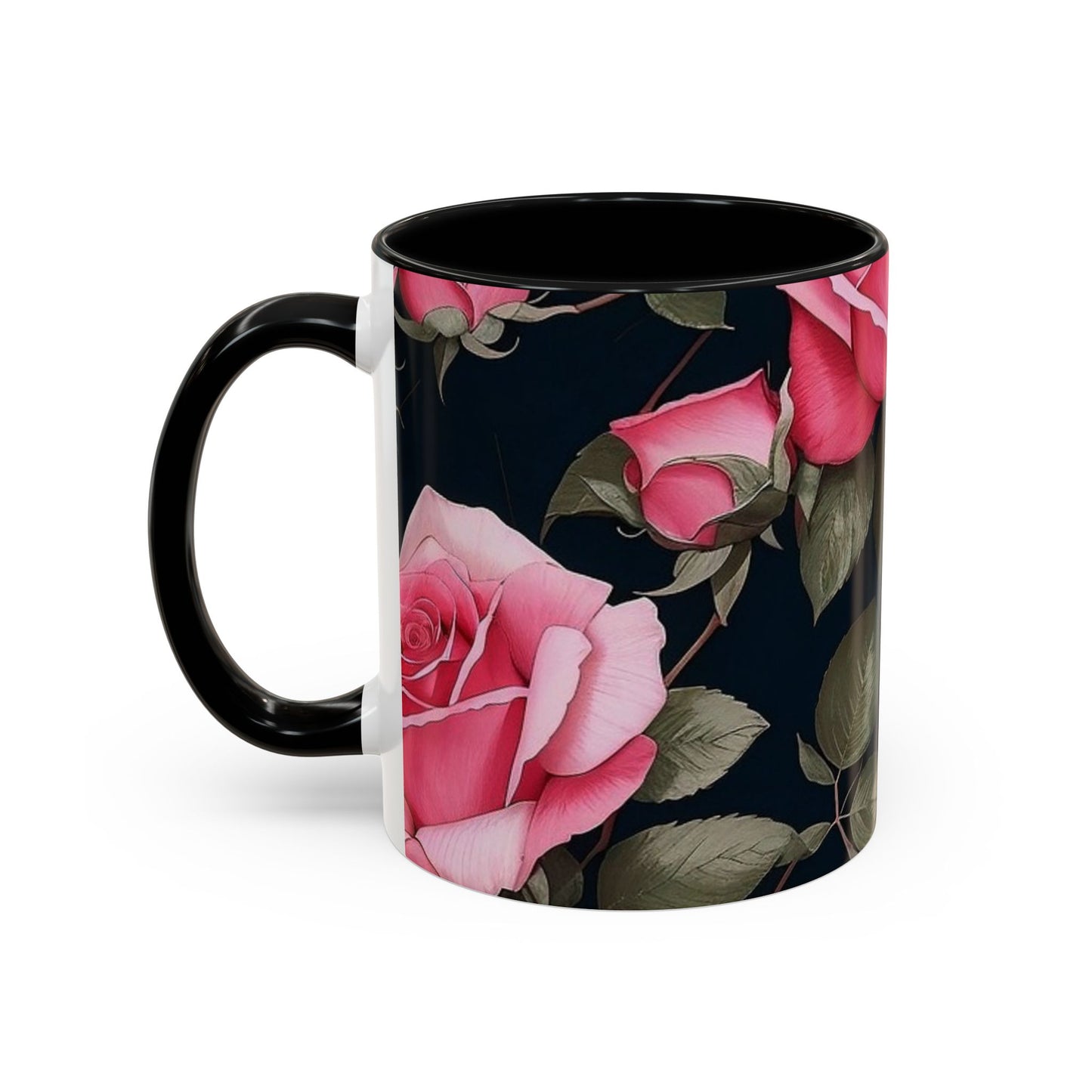 Floral Accent Coffee Mug, Gift for Her, Cute Floral Mug, Spring Decor, Coffee Lover Gift
