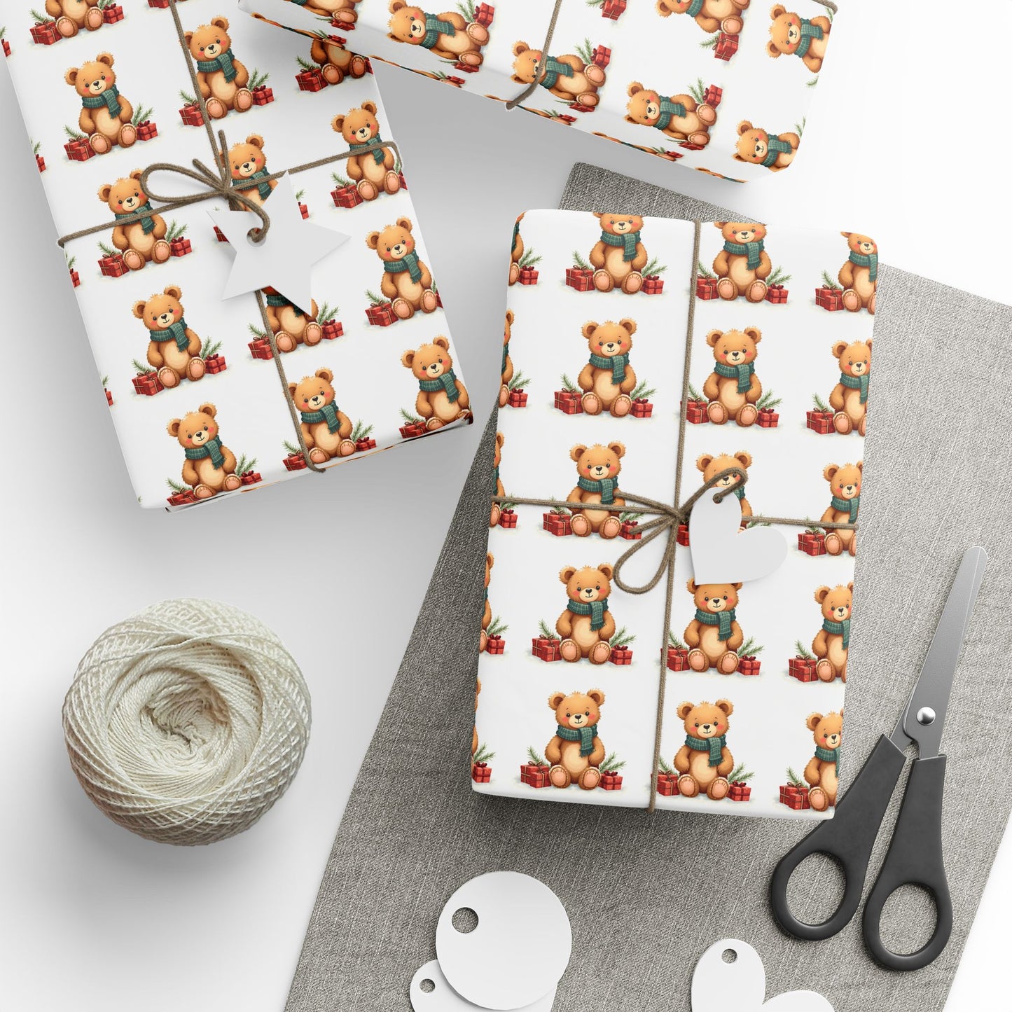 Christmas Teddy Bear Wrapping Paper Roll — Cute Holiday Gift Wrap
