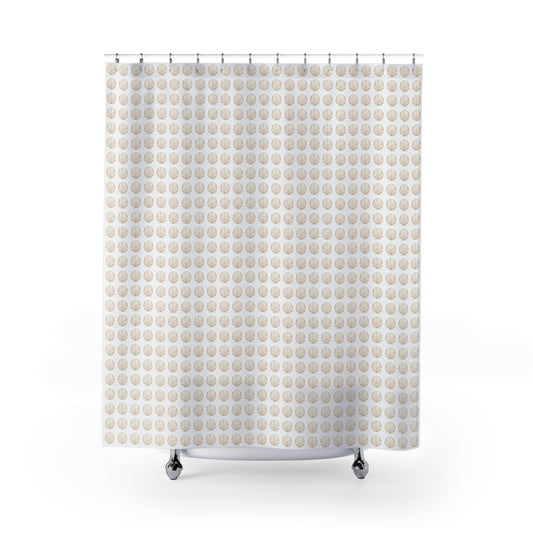 Beige Watercolor Dot Shower Curtain — Neutral Minimalist Bathroom Décor