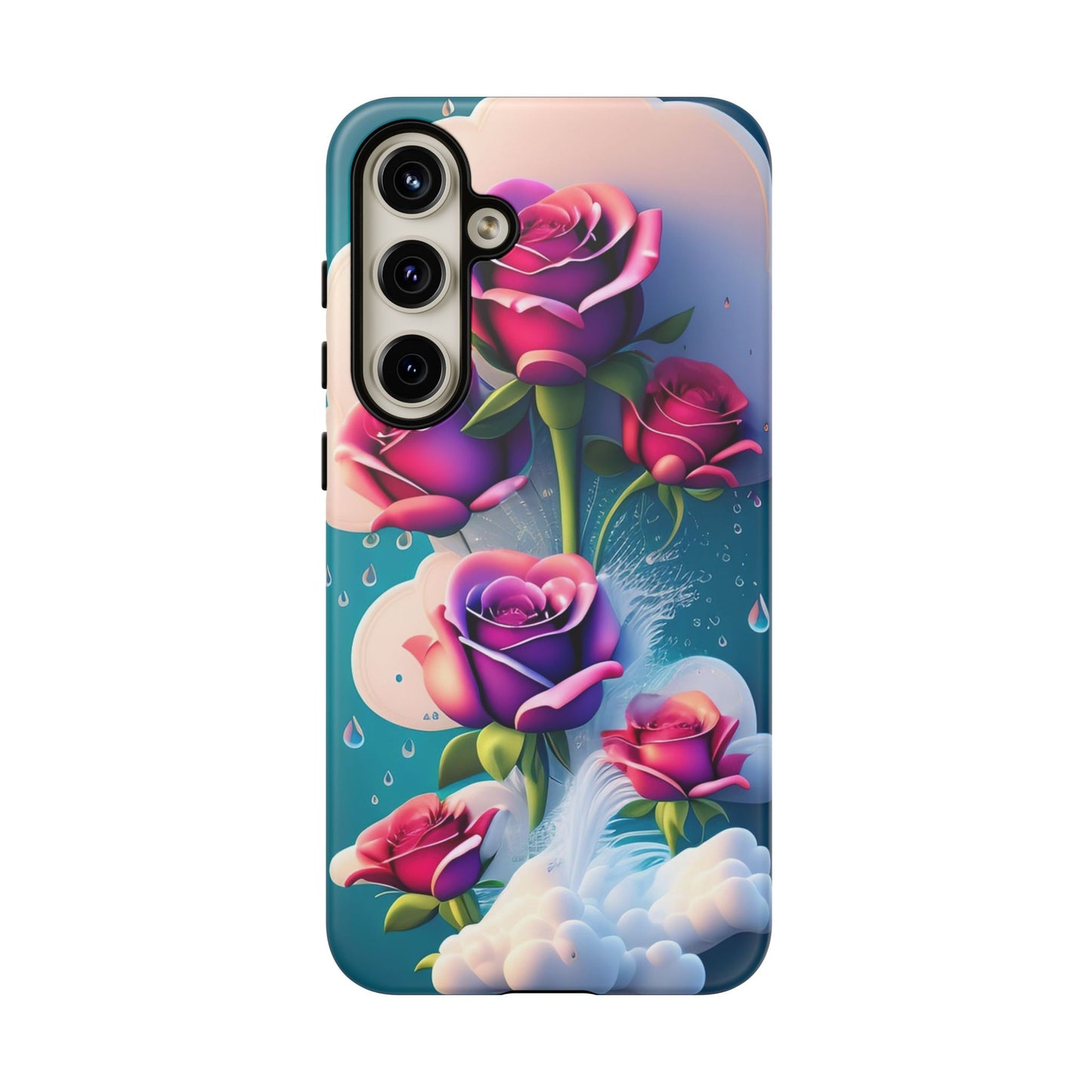 Floral Dream Tough Phone Case — Rose Bouquet Clouds Design