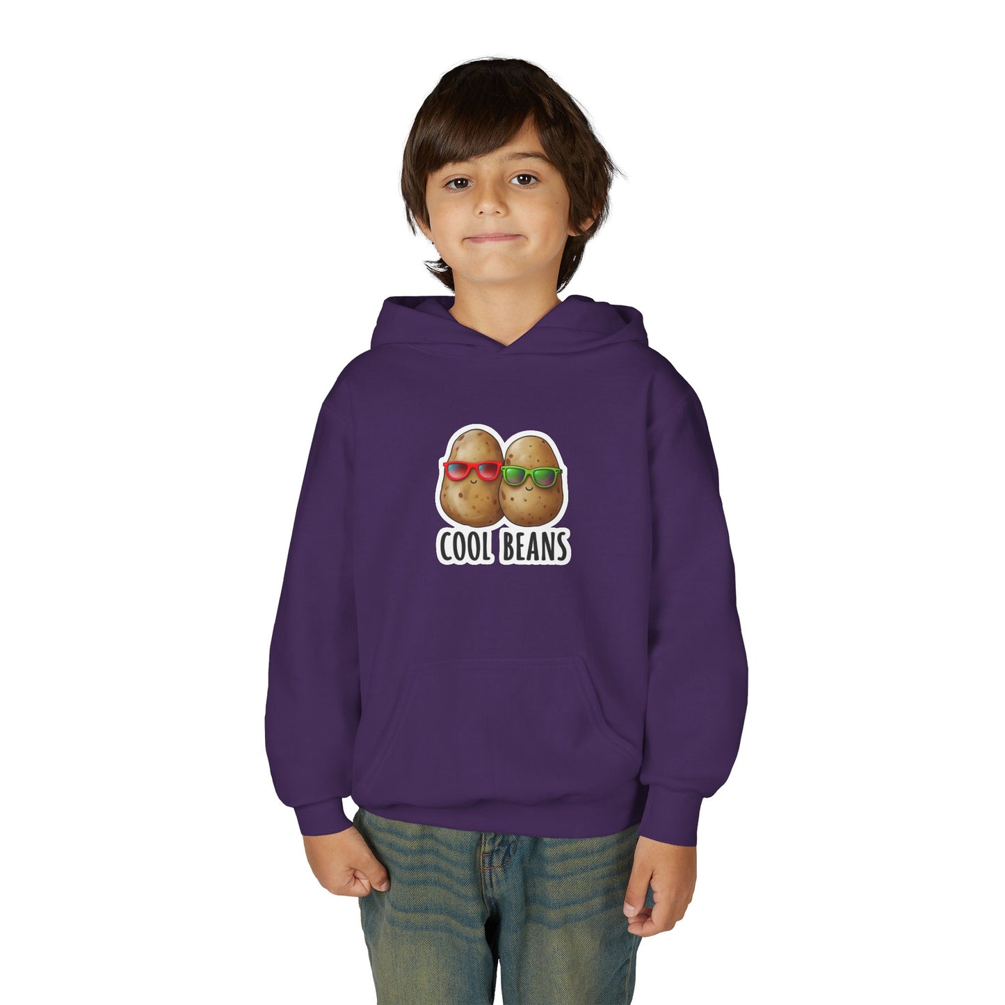 Youth 'Cool Beans' Hoodie – Cute Kids Graphic Sweatshirt with Sunglasses Potato Design