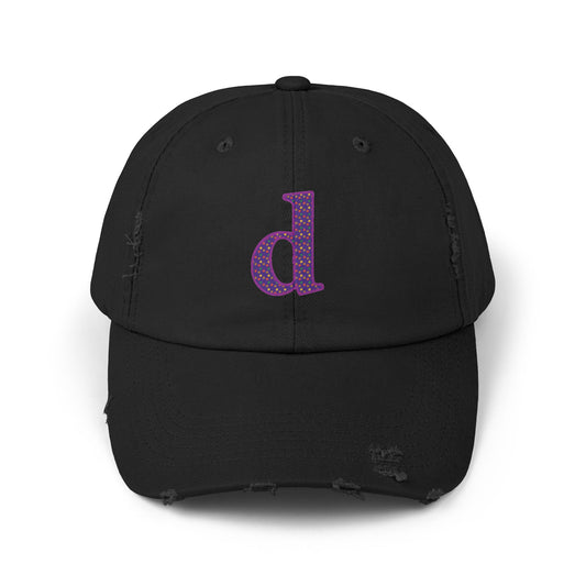 Distressed Cap with Purple Letter 'd' - Casual Street Style Hat for Everyday Wear, Gift for Dad, Unisex Fashion Accessory, Trendy [...]