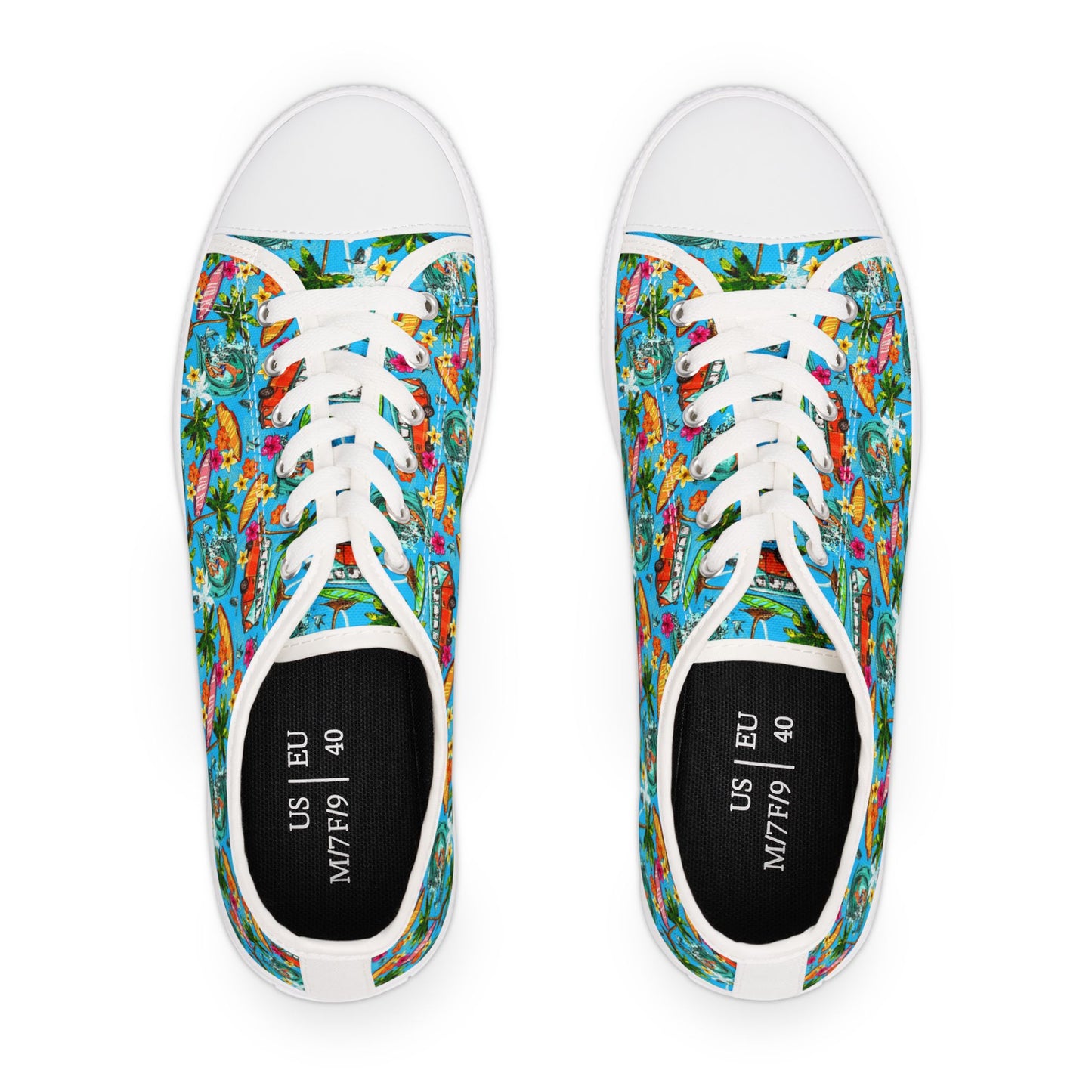 Low Top Sneakers — Tropical Flamingo Print Canvas Shoes