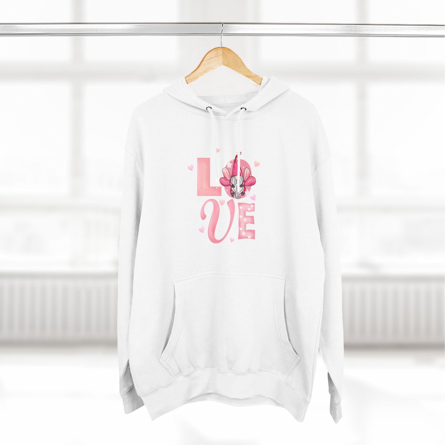 Love Blossom Hoodie — Pink Floral "LOVE" Graphic Fleece Hoodie