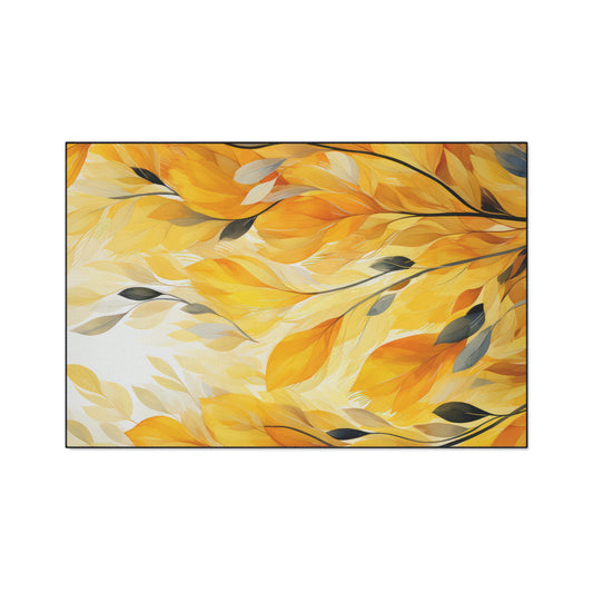 Autumn Breeze Heavy-Duty Floor Mat — Yellow Falling Leaves Entry Rug