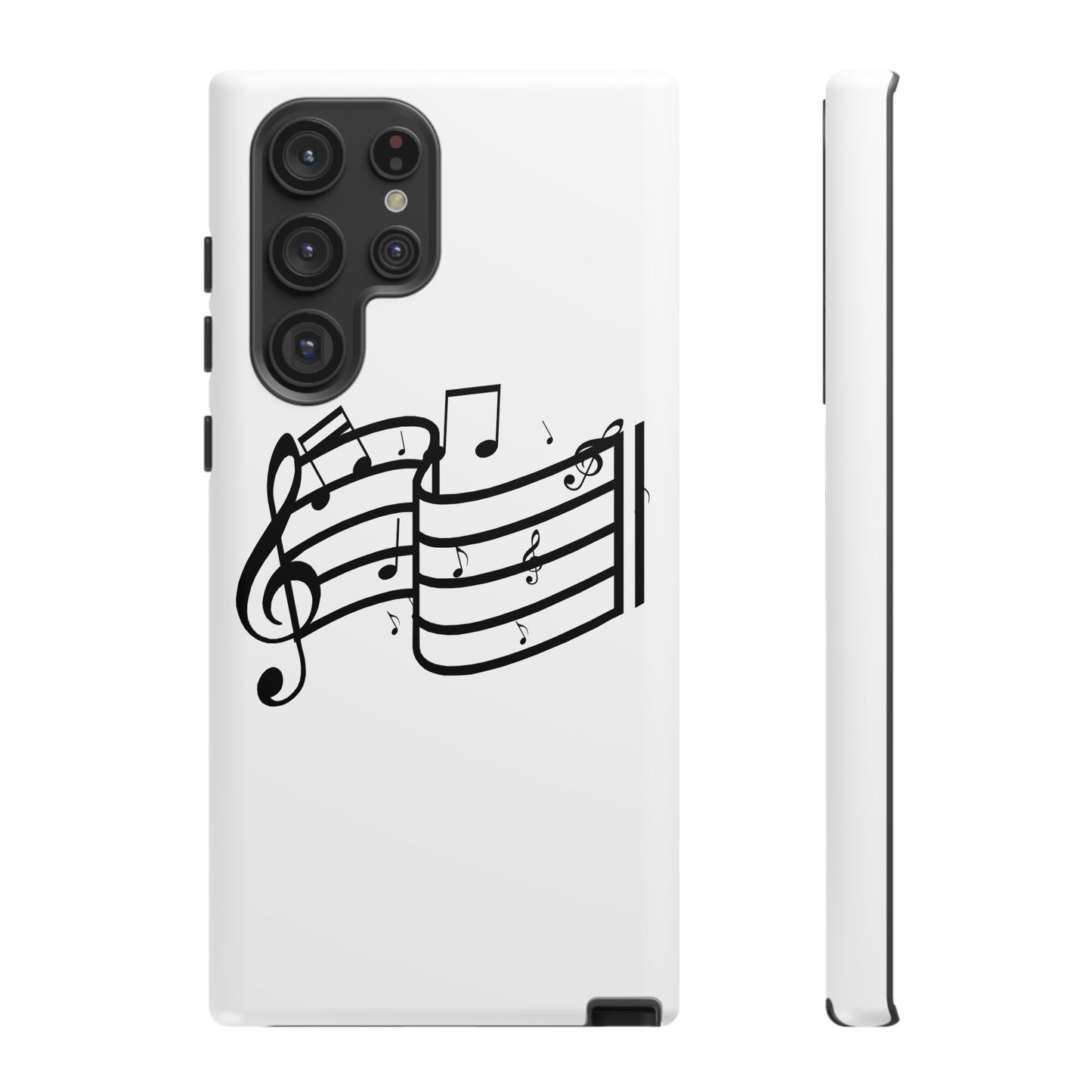 Musical Notes Phone Case — Black Treble Clef Music Staff Tough Case