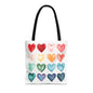 Watercolor Rainbow Hearts Tote Bag — Colorful Heart Pattern Beach & Market Tote