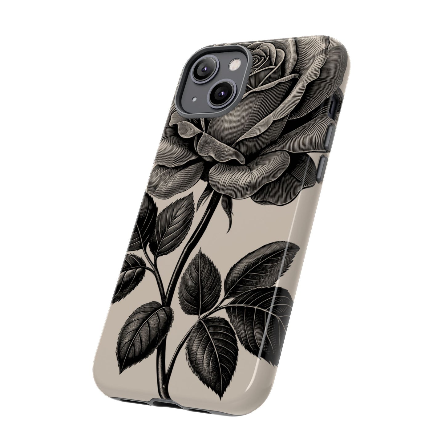 Black Rose Phone Case, Tough Cases with Floral Design, Elegant Tech Accessory, Gift for Flower Lovers, Stylish Protection