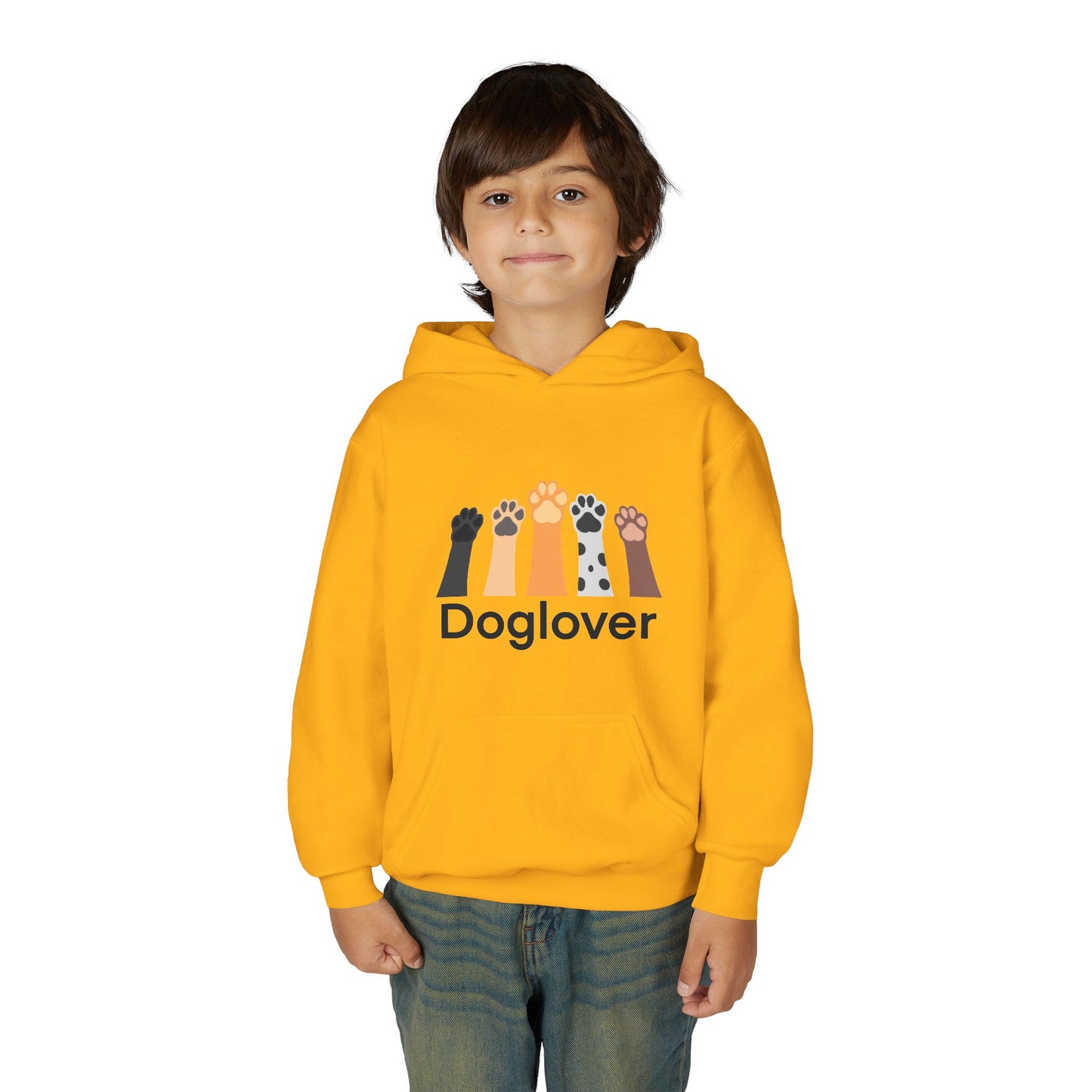 Doglover Youth Hoodie — Cute Paw Print Graphic Sweatshirt for Kids